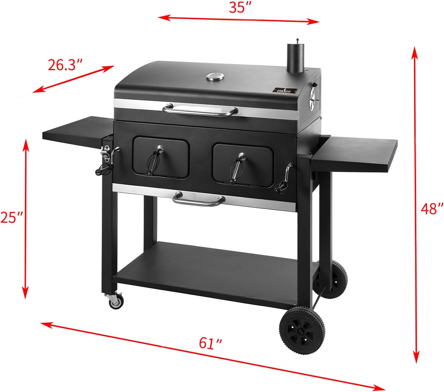 Charcoal Grill Outdoor BBQ Grill, Extra Large Cooking Area 794 Square Inches with Two Individual  Adjustable Charcoal Tray, Foldable Side Tables for Outdoor Cooking Backyard Camping Picnics By DNKMOR