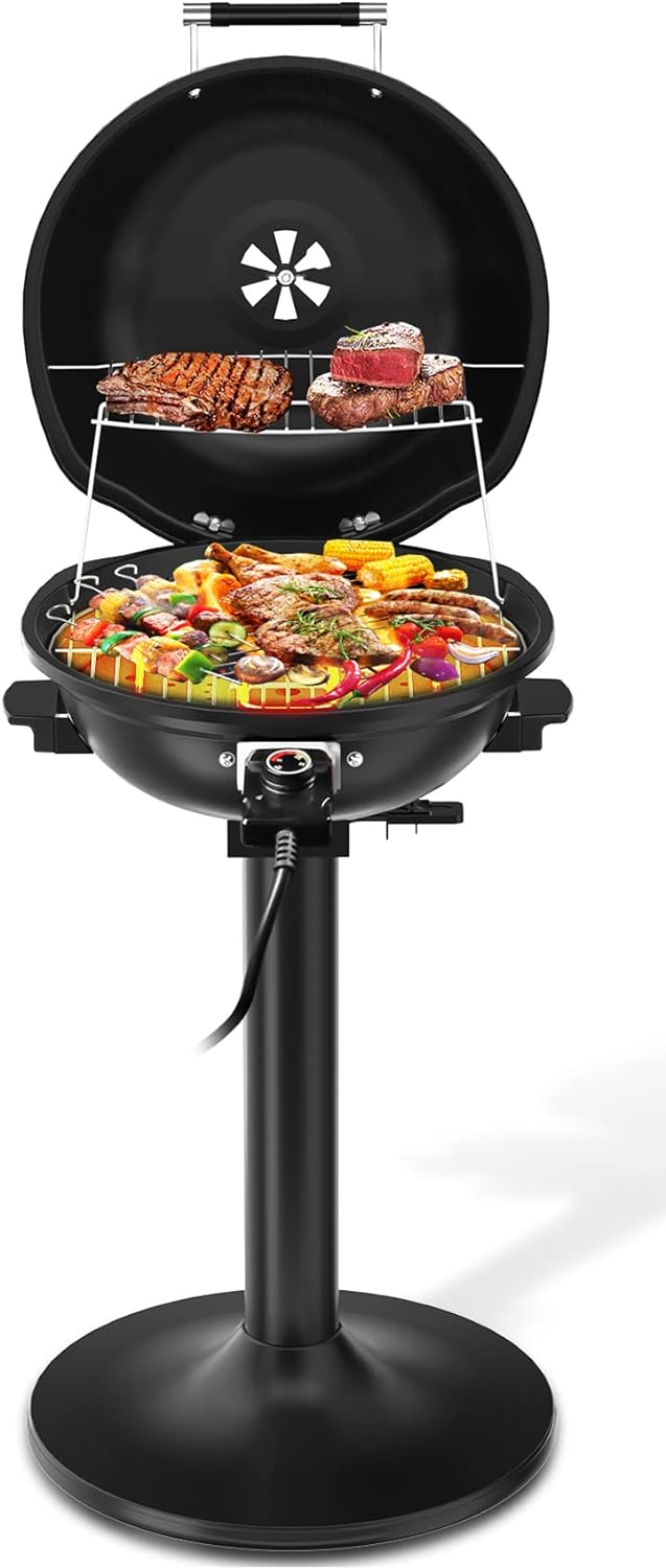 Electric Outdoor Grill,1800W Portable BBQ Grill for Cooking,15+Serving Electric Grill Outdoor Cooking, Non-Stick Removable Stand Barbecue Grill