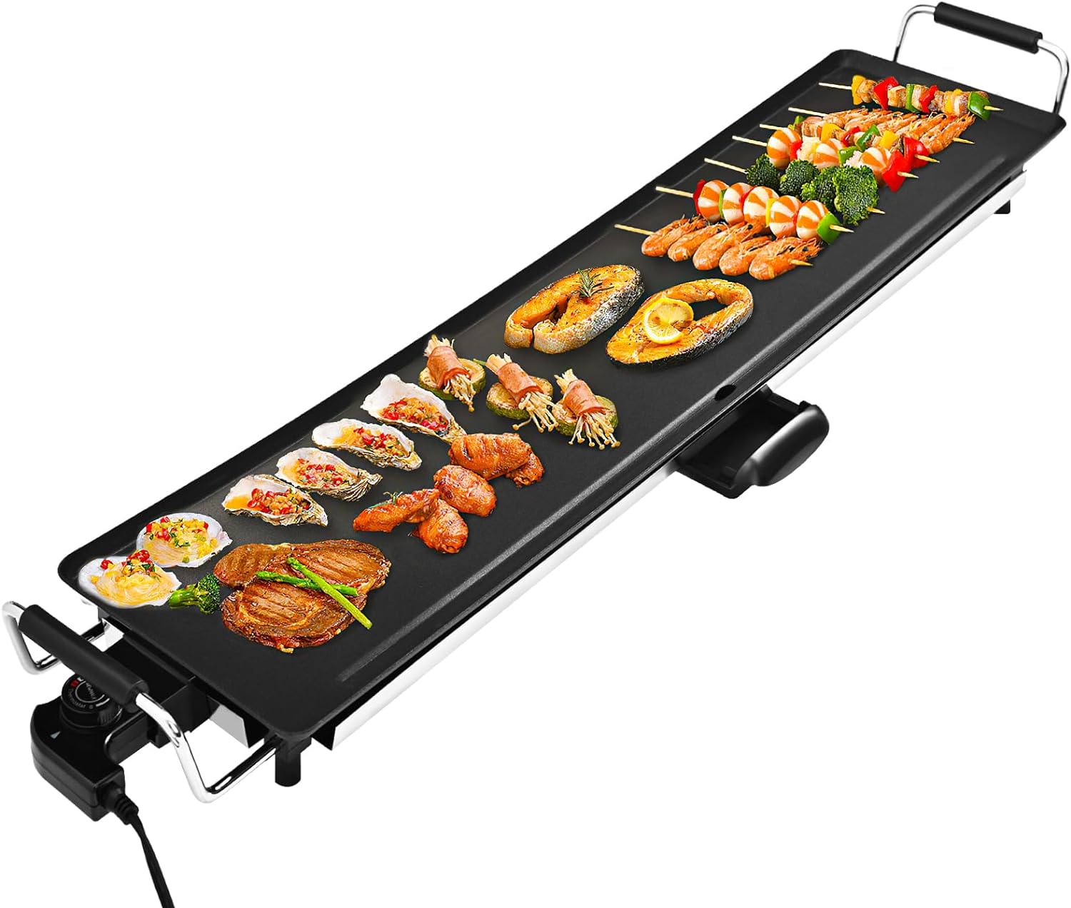 AEWHALE Electric Nonstick Extra Larger Griddle Grill-35 Teppanyaki Grill BBQ with Adjustable Temperature Insulated Handles for Indoor/Outdoor