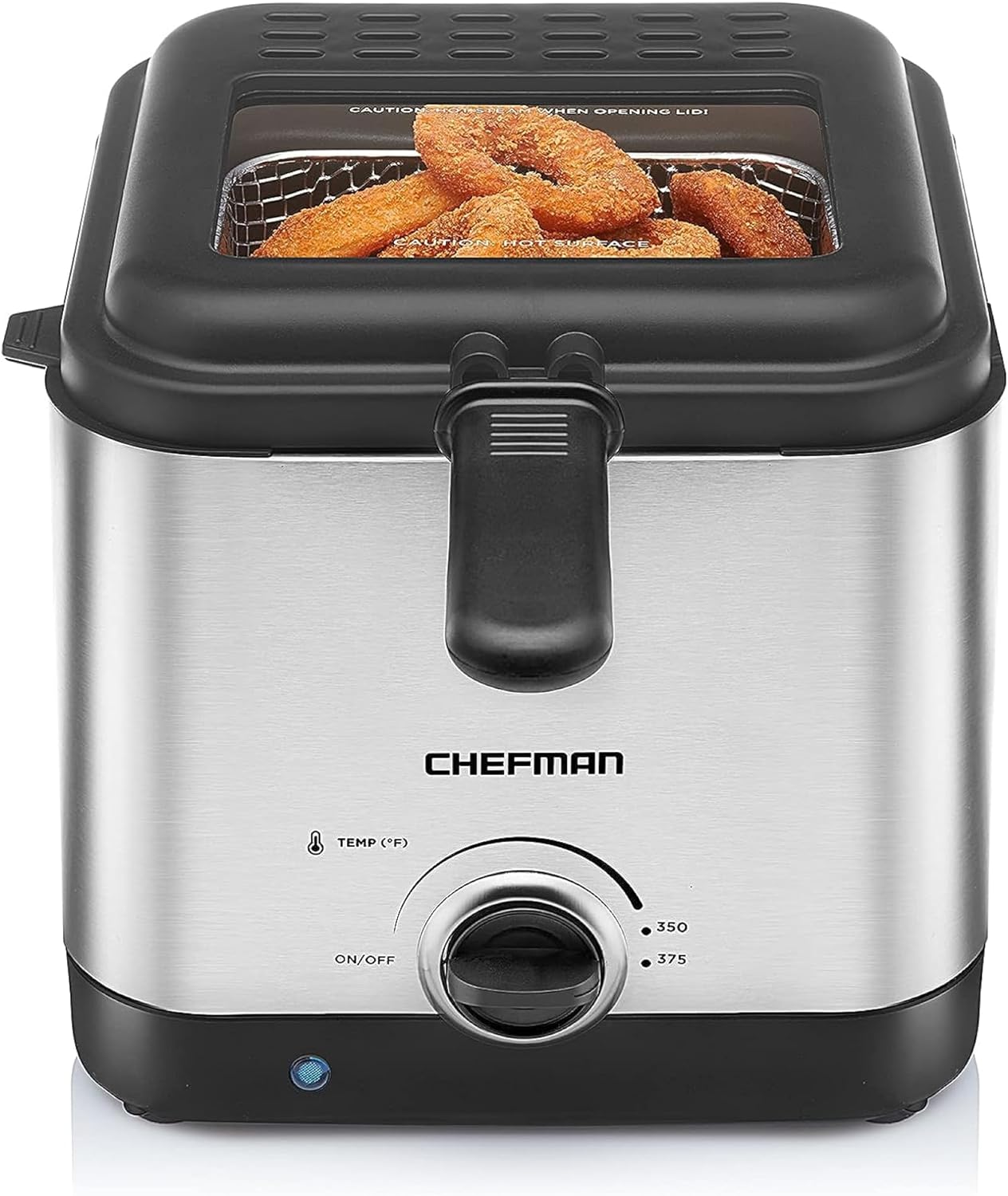 Chefman Fry Guy, The Most Compact  Convenient To Deep Fry Comfort Food, Restaurant-Style Basket With A 1.6-Quart Capacity, Easy-View Window  Adjustable Temp Control, Stainless - 1.5 Liter