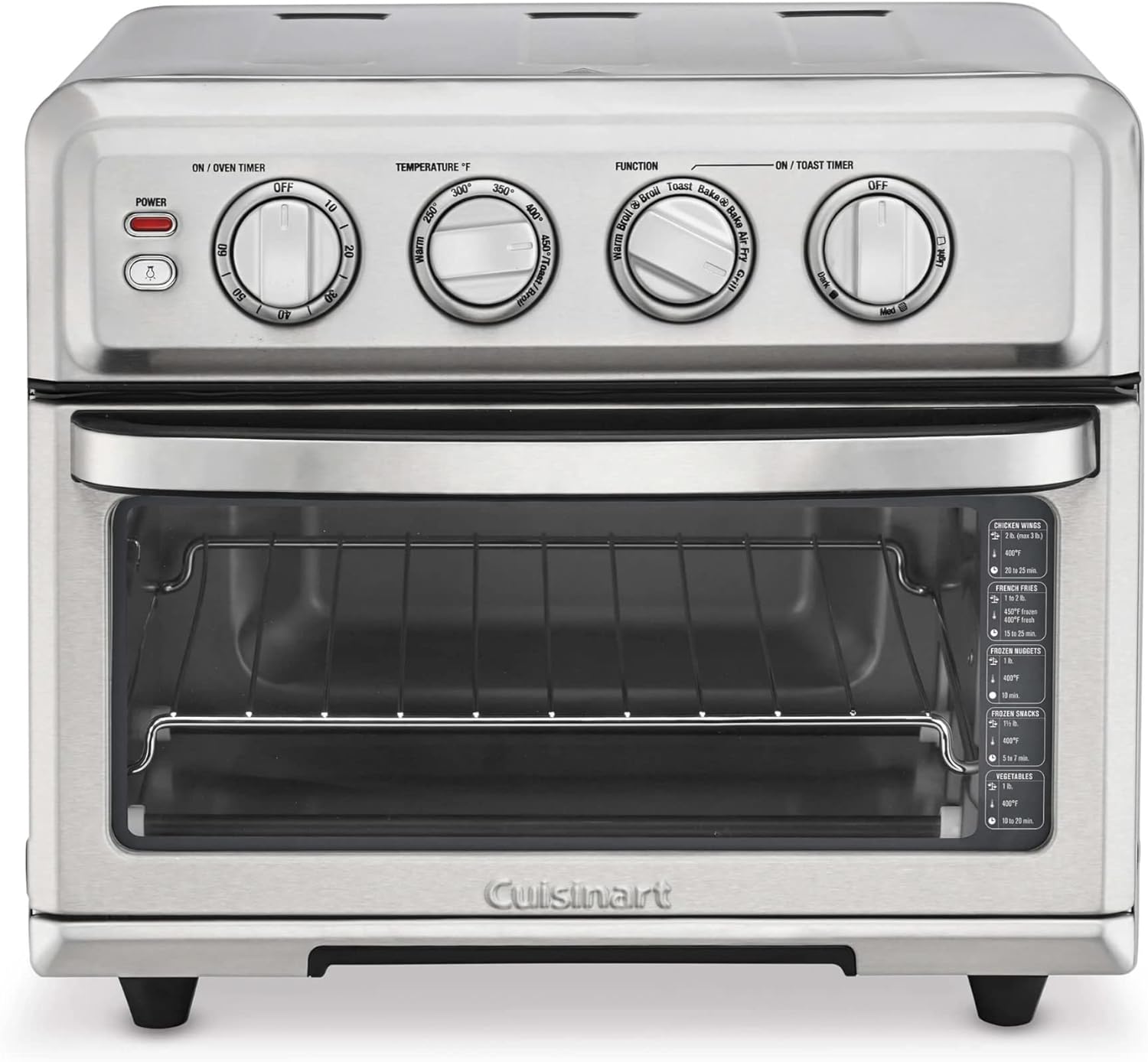Cuisinart Air Fryer + Convection Toaster Oven, 8-1 Oven with Bake, Grill, Broil  Warm Options, Stainless Steel, TOA-70