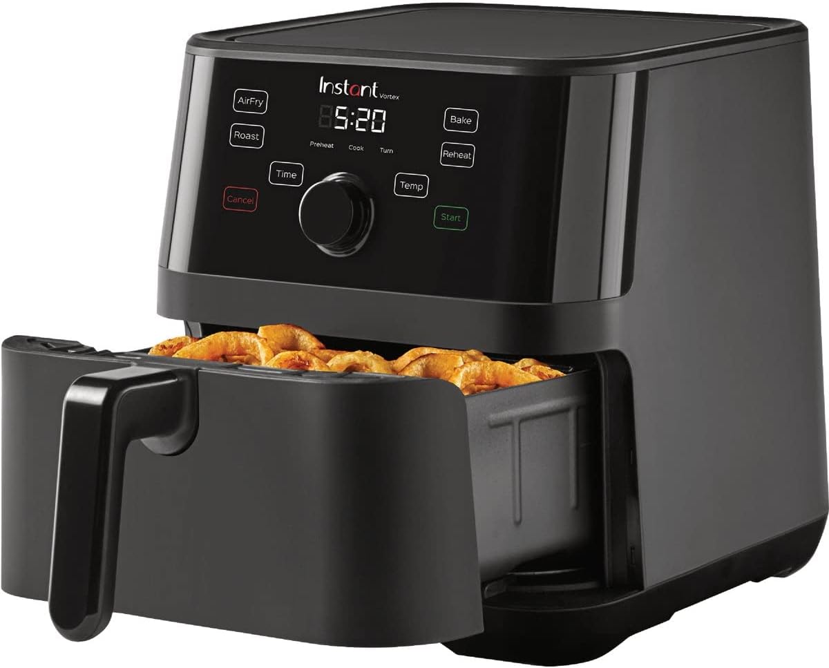 Instant Vortex Plus 4QT Air Fryer, Custom Program Options, 6-in-1 Functions Crisps, Broils, Roasts, Dehydrates, Bakes, Reheats, 100+ In-App Recipes, from the Makers of Instant Pot, Stainless Steel
