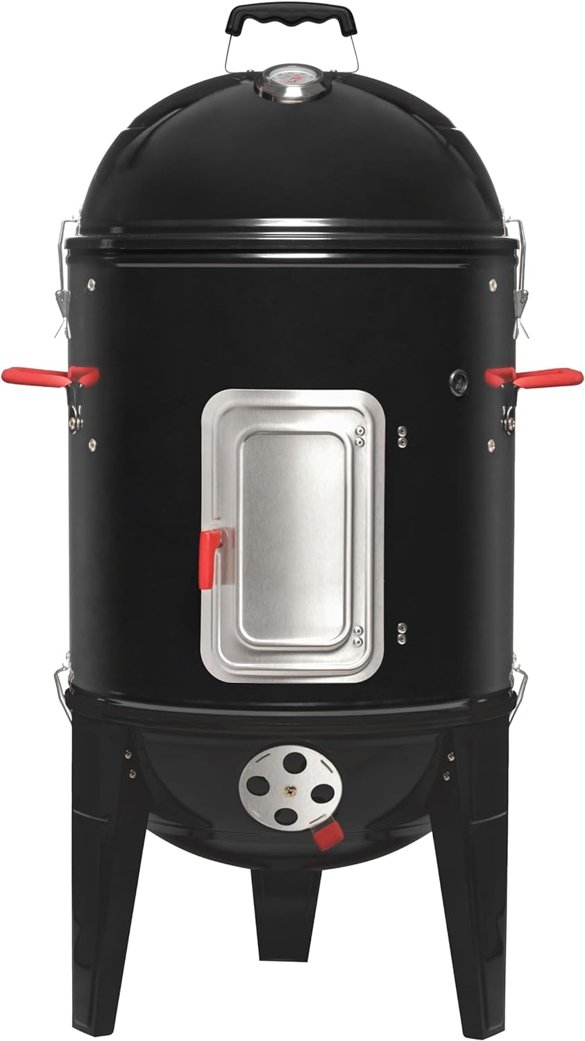 K2 SMOKEGUARDIAN ELITETOWER, Outdoor Charcoal Smoker with Rib Hanger Set,17 inch,Black