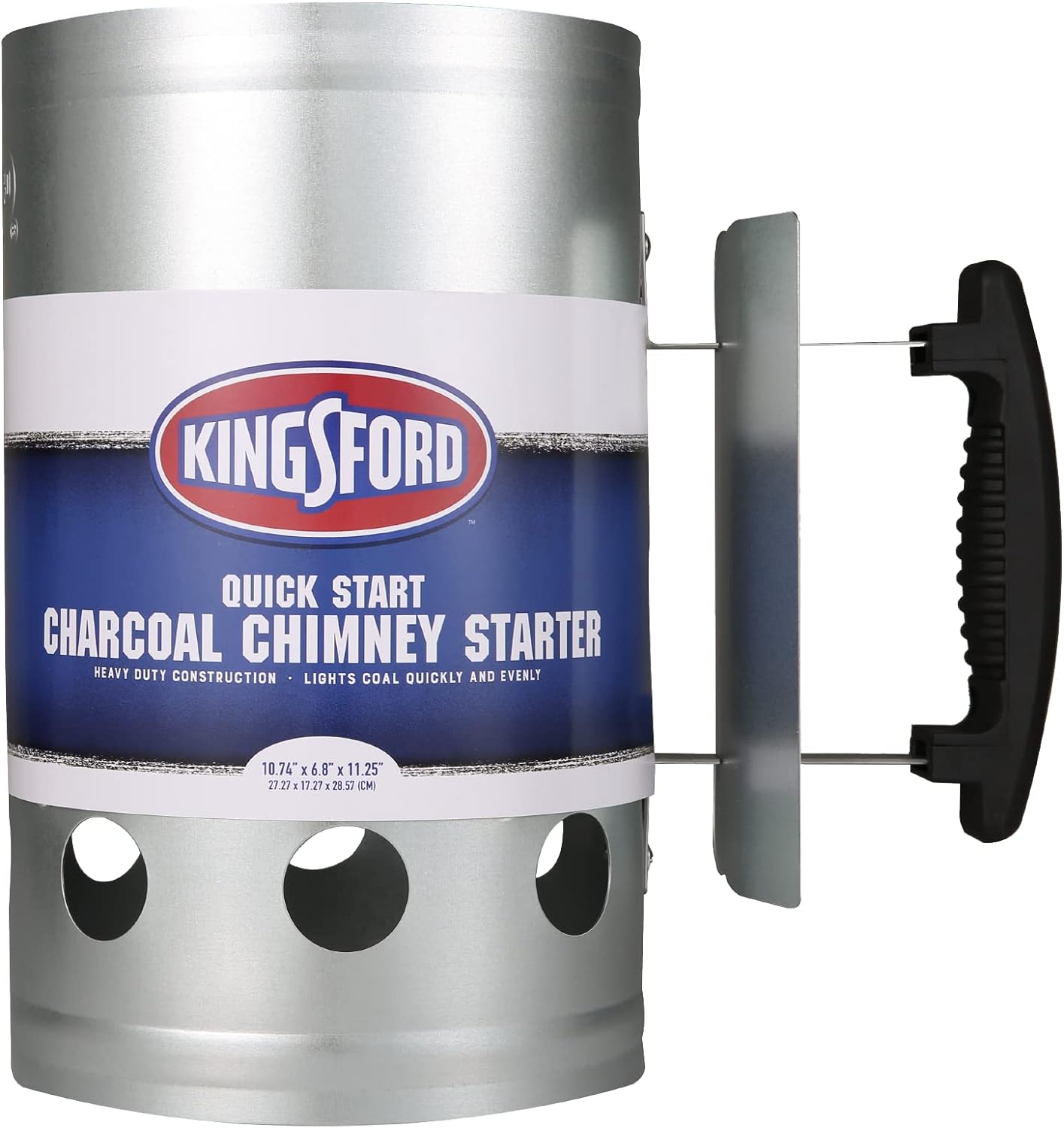 KINGSFORD Heavy Duty Deluxe Charcoal Chimney Starter | BBQ Chimney Starter for Charcoal Grill and Barbecues, Compact Easy to Use Chimney Starters and BBQ Grill Tools, Silver