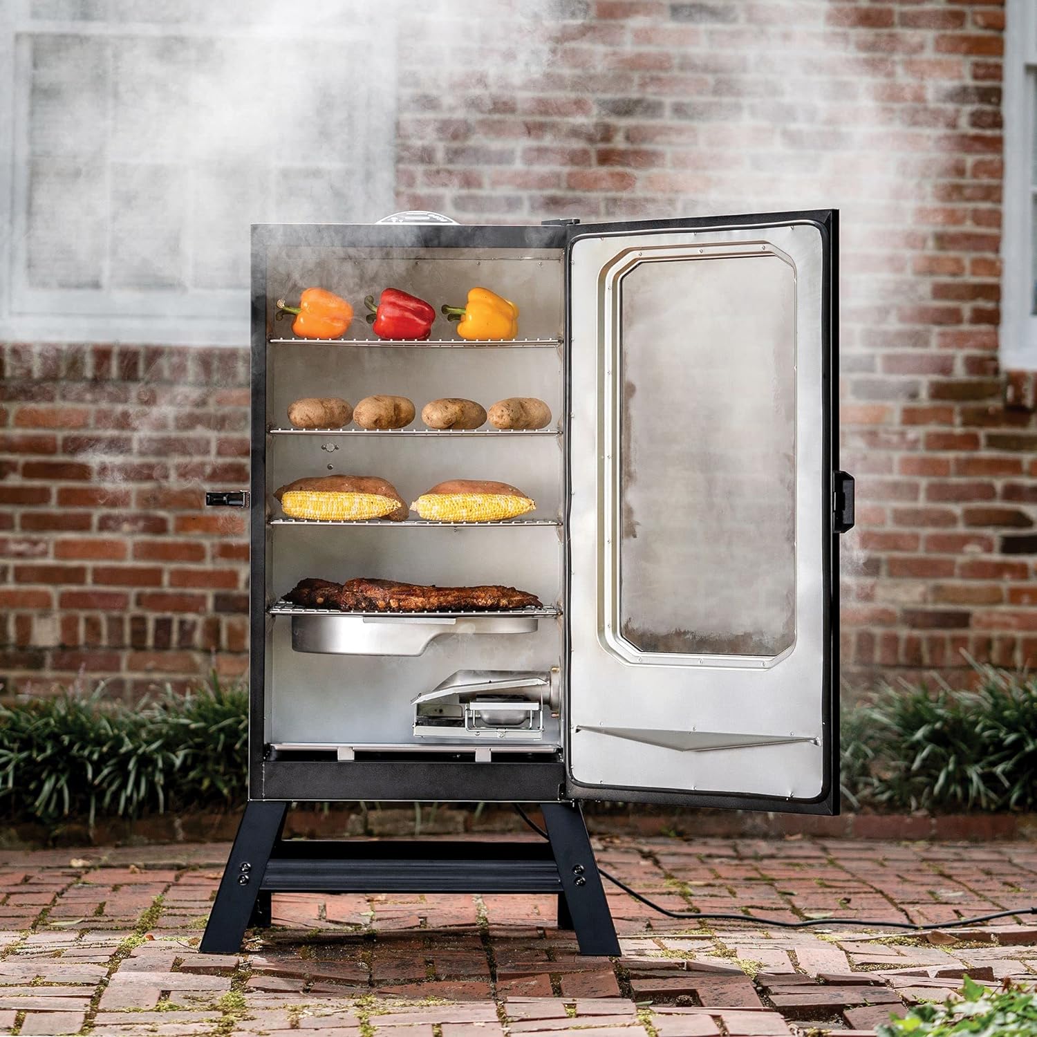 Masterbuilt 40 inch Digital Electric Smoker with Window and Legs + Cover Bundle