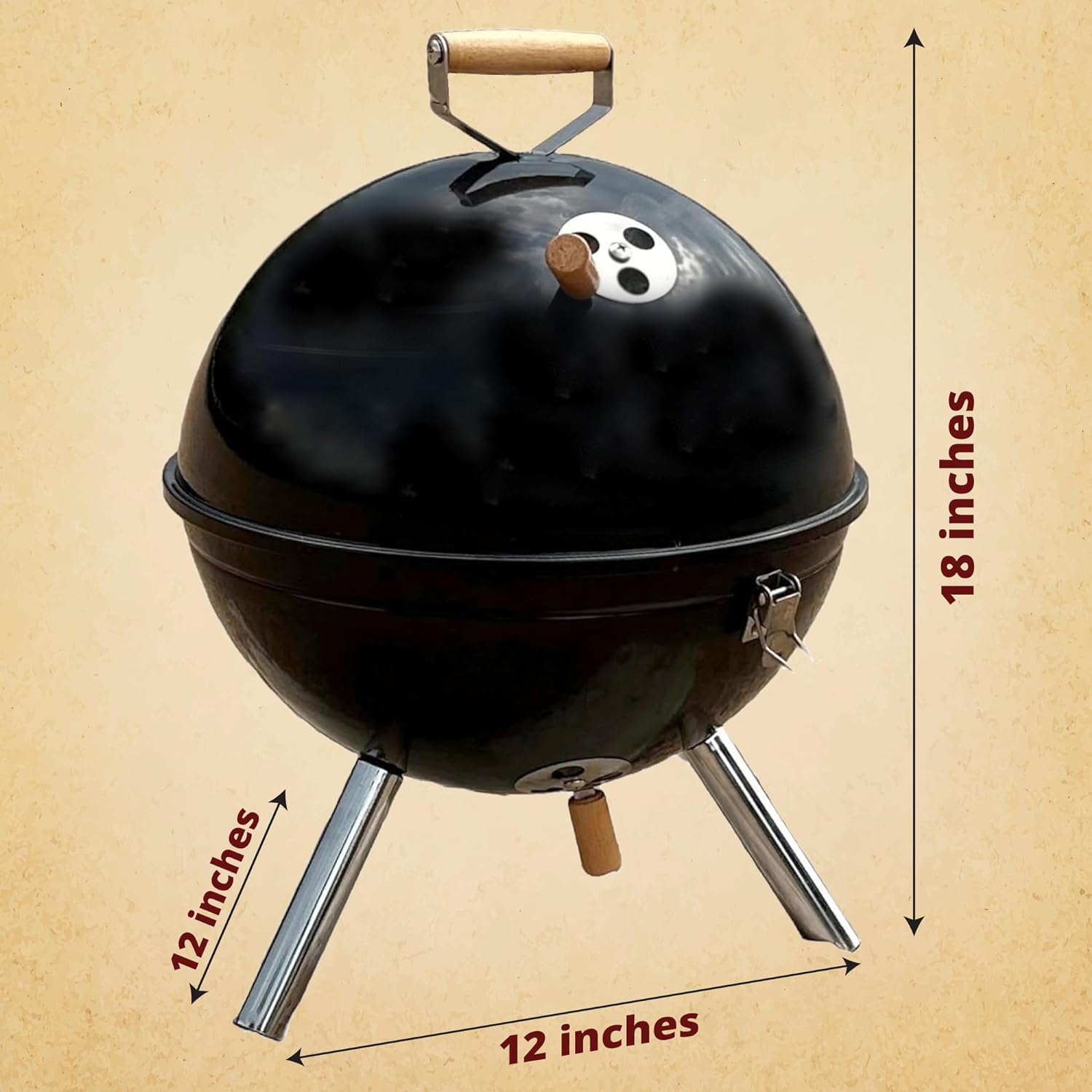 Freedom Stove Ball-B-Q 12-Inch Portable Charcoal Grill - Perfect for Tailgating, Camping  Outdoor Feasts, Sleek Black