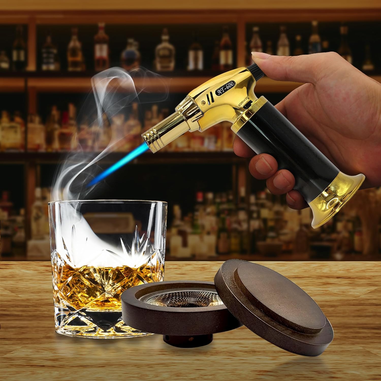 Whiskey Smoker Kit - Cocktail Smoker Kit with Torch - Old Fashioned Smoker Kit - Gifts for Men, Dad - Bourbon Smoker Infuser Kit - Whisky Drink Kit