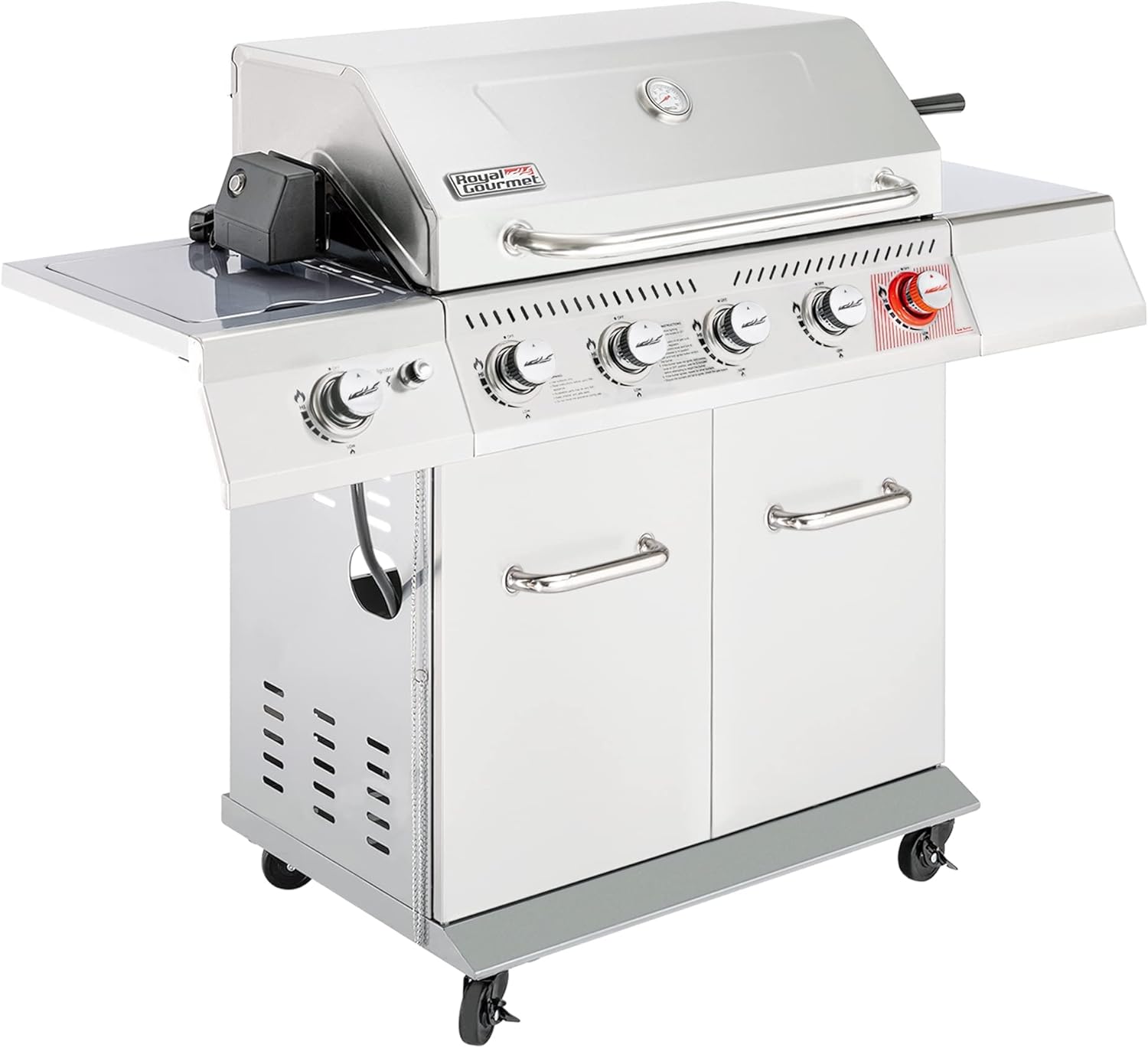 Royal Gourmet 5-Burner Propane Gas Grill with Side Burner, Stainless Steel Barbeque Grills, Silver, GA5404S