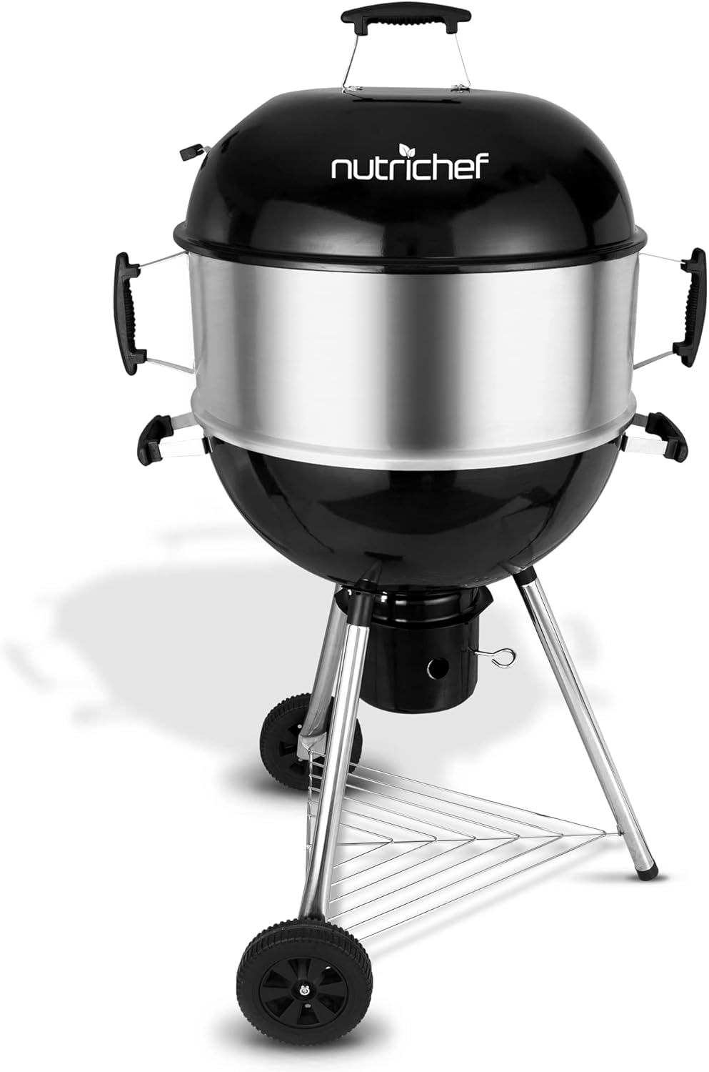 NutriChef Portable Outdoor Charcoal BBQ Grill, Barbecue Grills, Perfect for Picnic, Backyard, Patio, Camping, Offset Smoker with Cover