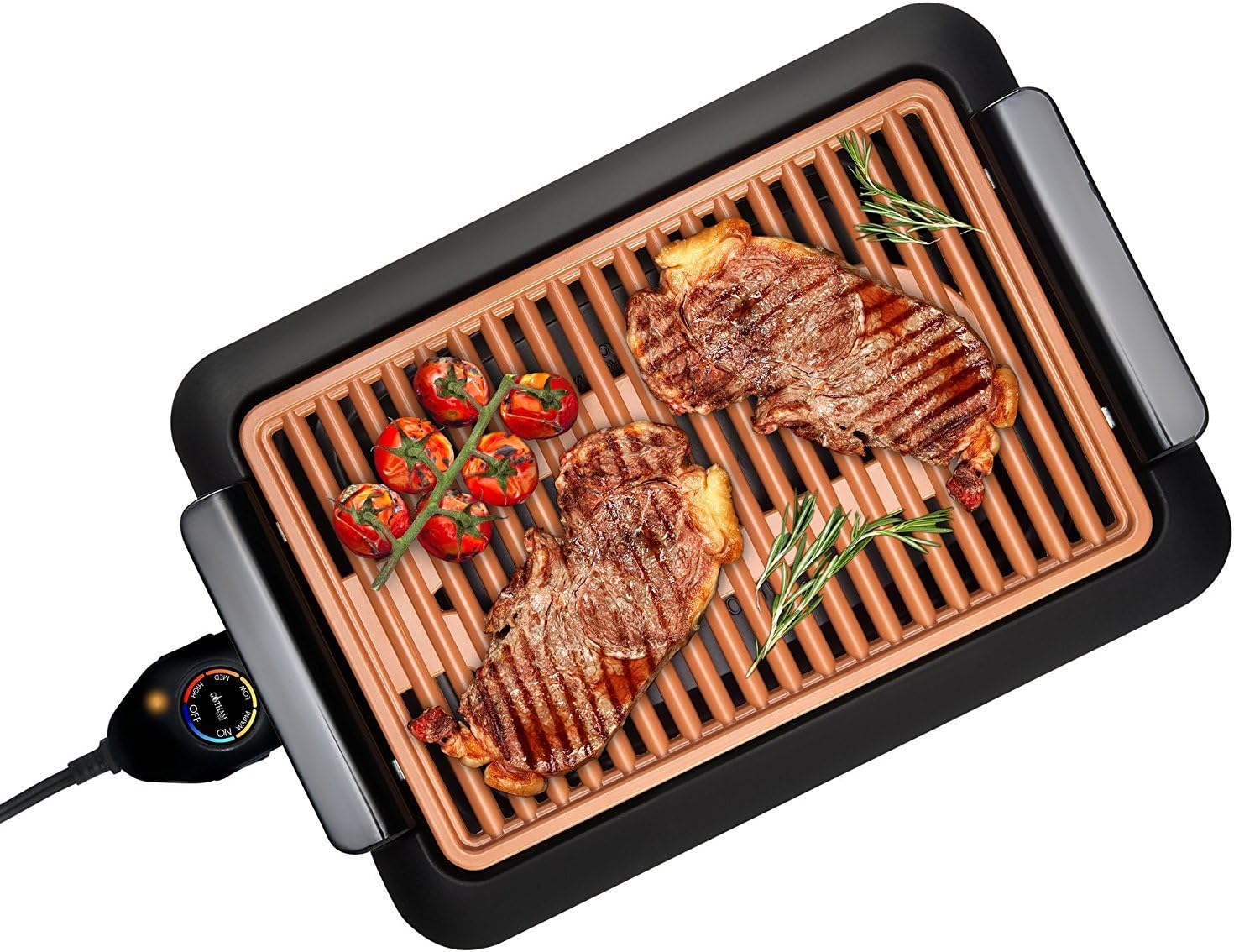 Gotham Steel Indoor Smokeless Grill Electric Grill Ultra Nonstick Electric Grill Dishwasher Safe Surface, Temp Control, Metal Utensil Safe, Barbeque Indoors with No Smoke!