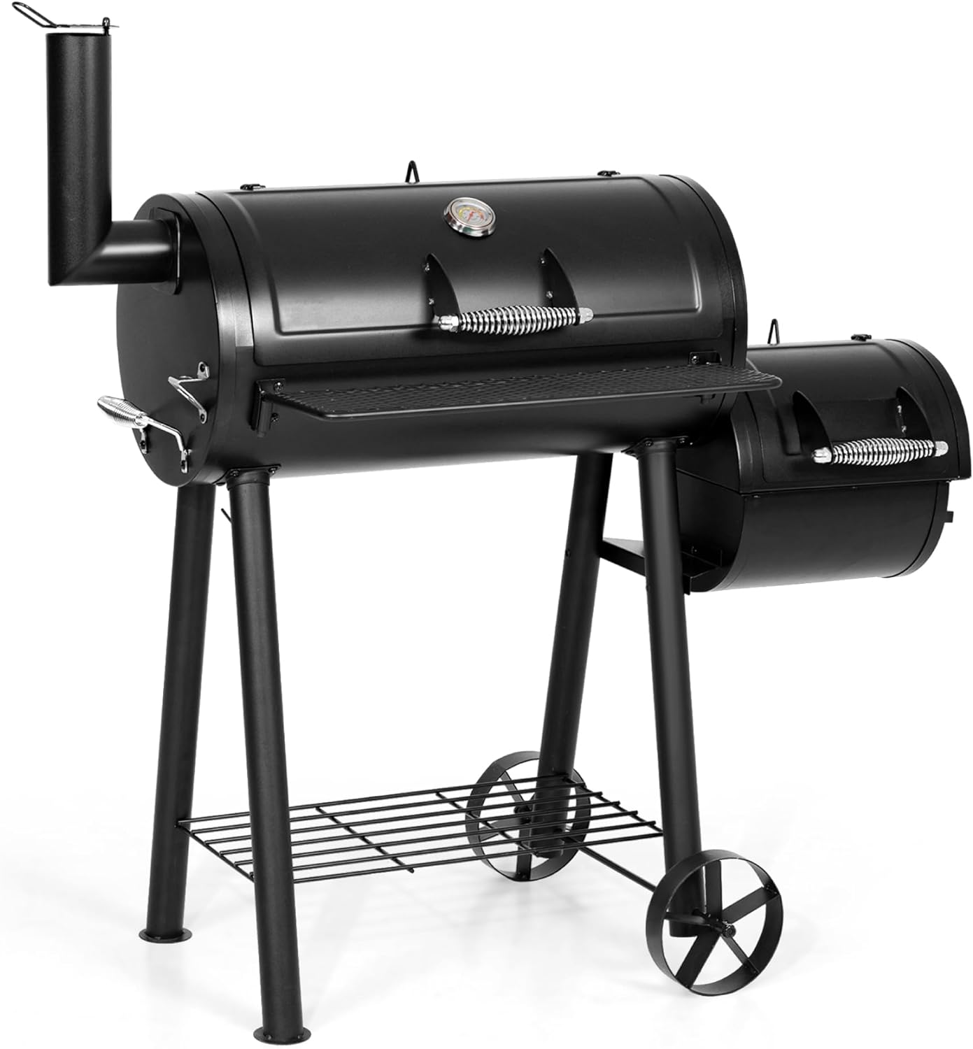 MFSTUDIO Heavy Duty Outdoor Charcoal Smoker Grill, Charcoal Grill with Offset Smoker Box, 512 Sq.In. Cooking Area, Black