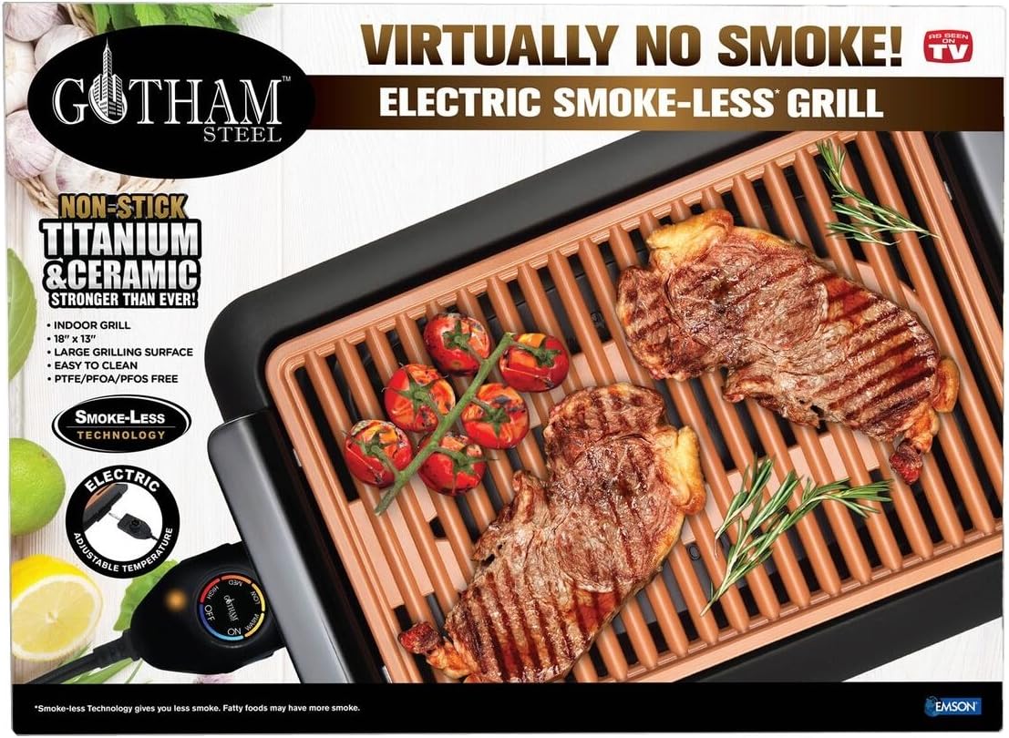 Gotham Steel Smokeless Electric Grill, Portable and Nonstick As Seen On TV! - DELUXE