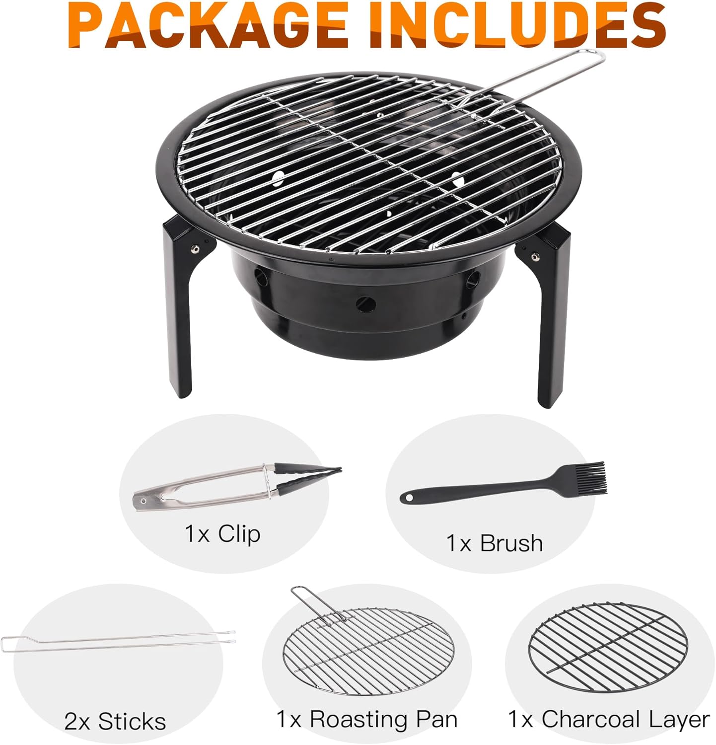 Portable Charcoal Grill With Carry Bag, Camping Barbecue Grill,14.4 Inch Outdoor Cooking BBQ Grill, Fire Pit Barbecue Grill for Picnic/Travel/Garden/Camping/Home/Bonfire/Party