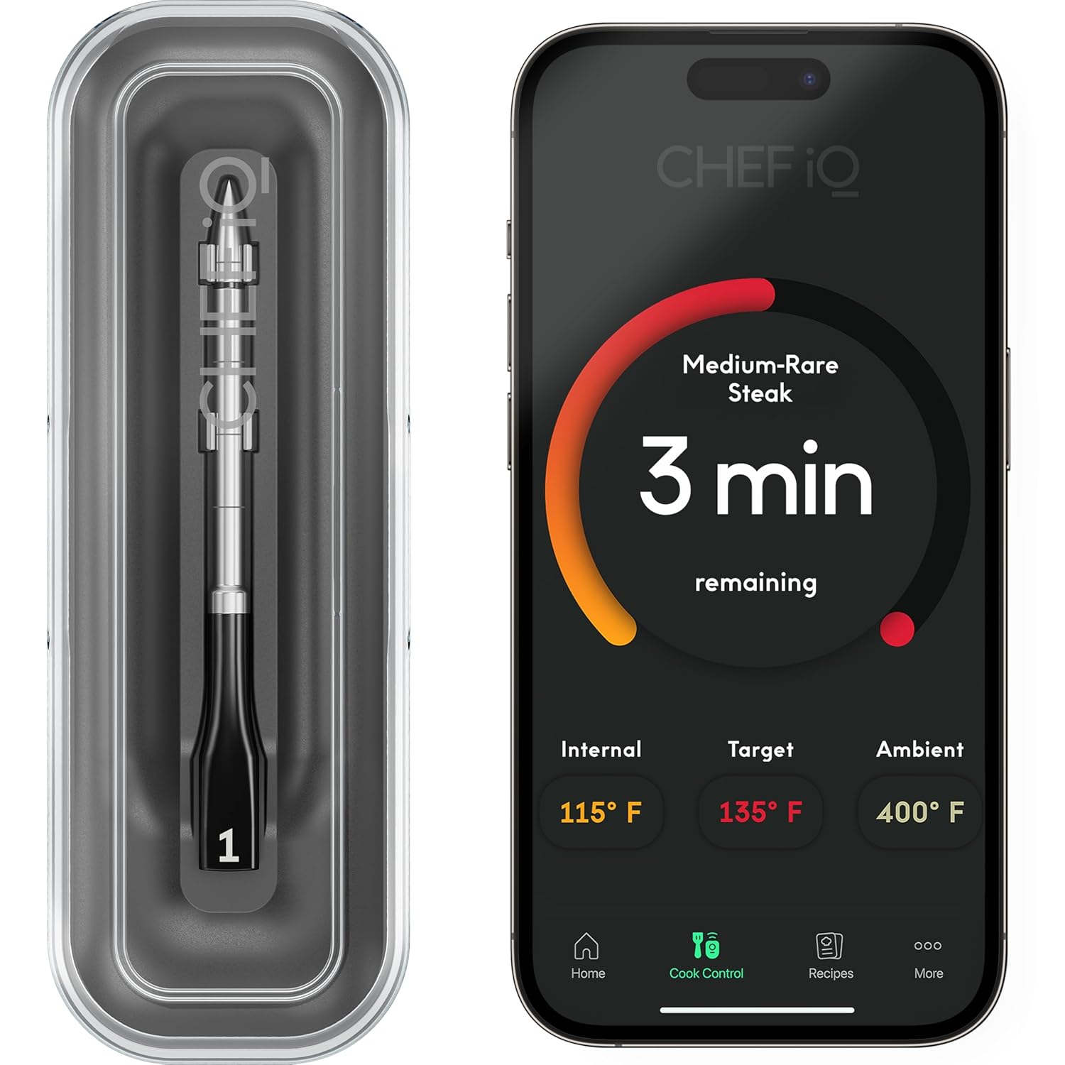 CHEF iQ Sense Smart Wireless Meat Thermometer with Ultra-Thin Probe, Unlimited Range Bluetooth Meat Thermometer, Digital Food Thermometer for Remote Monitoring of BBQ Grill, Oven, Smoker, Air Fryer