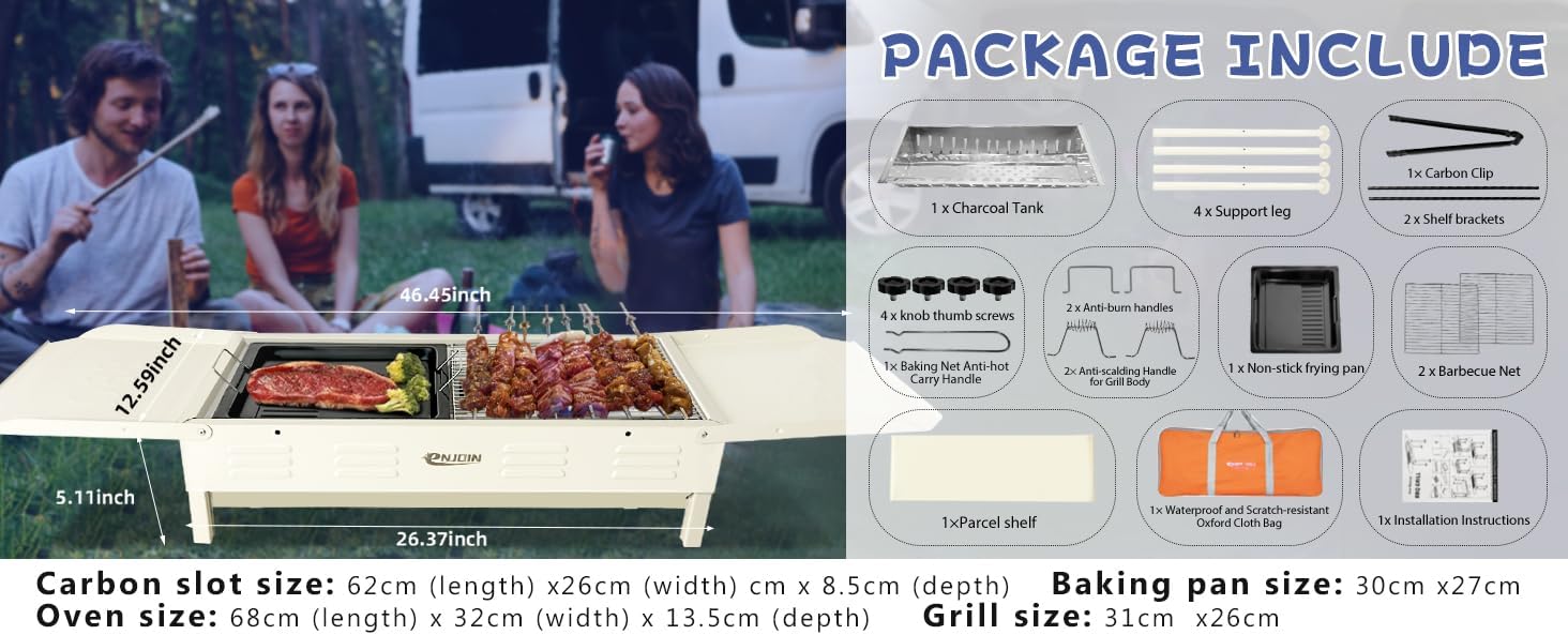 Grills Outdoor Cooking Charcoal - Stainless Coating BBQ Grill Small Charcoal, Portable Charcoal Grill with Grill Pan, Storage Shelf Hooks for Party Picnic Travel Home,RV Outdoor Cooking Use