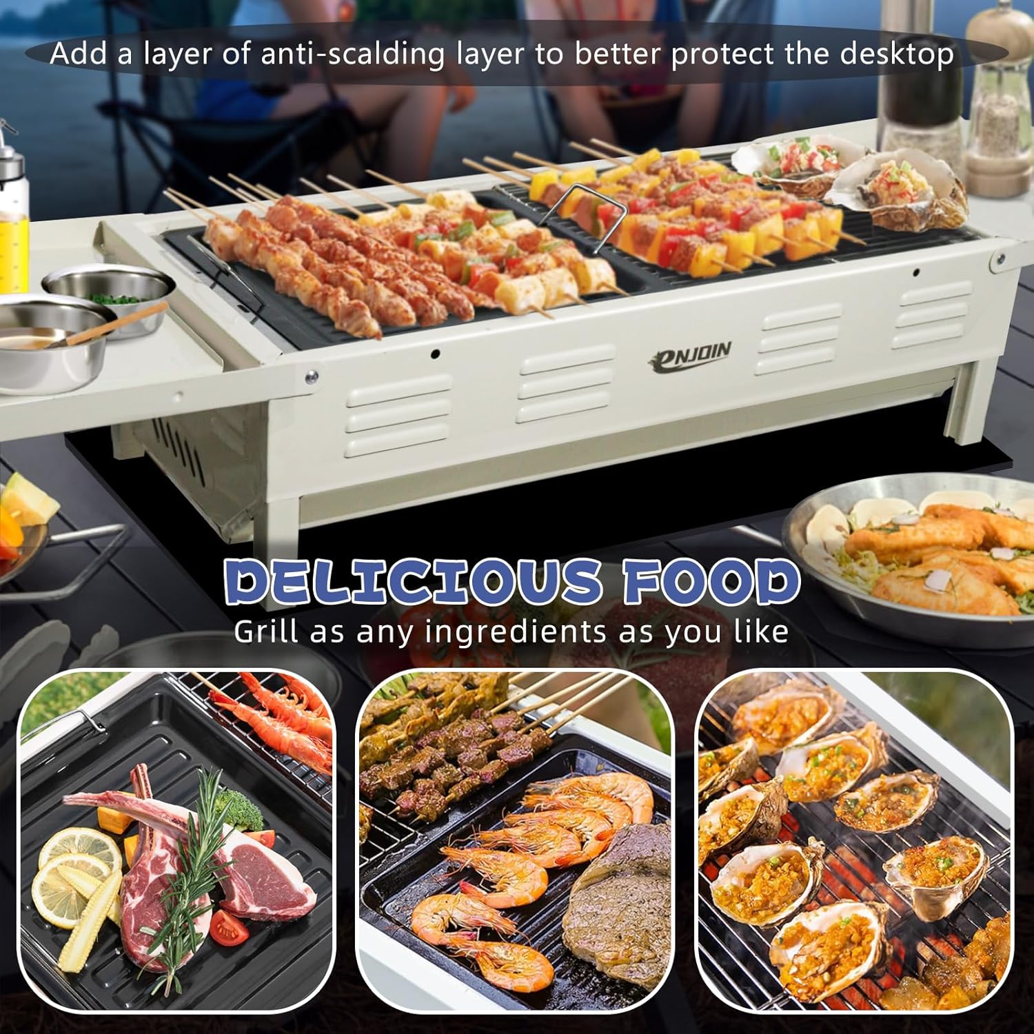 Grills Outdoor Cooking Charcoal - Stainless Coating BBQ Grill Small Charcoal, Portable Charcoal Grill with Grill Pan, Storage Shelf Hooks for Party Picnic Travel Home,RV Outdoor Cooking Use