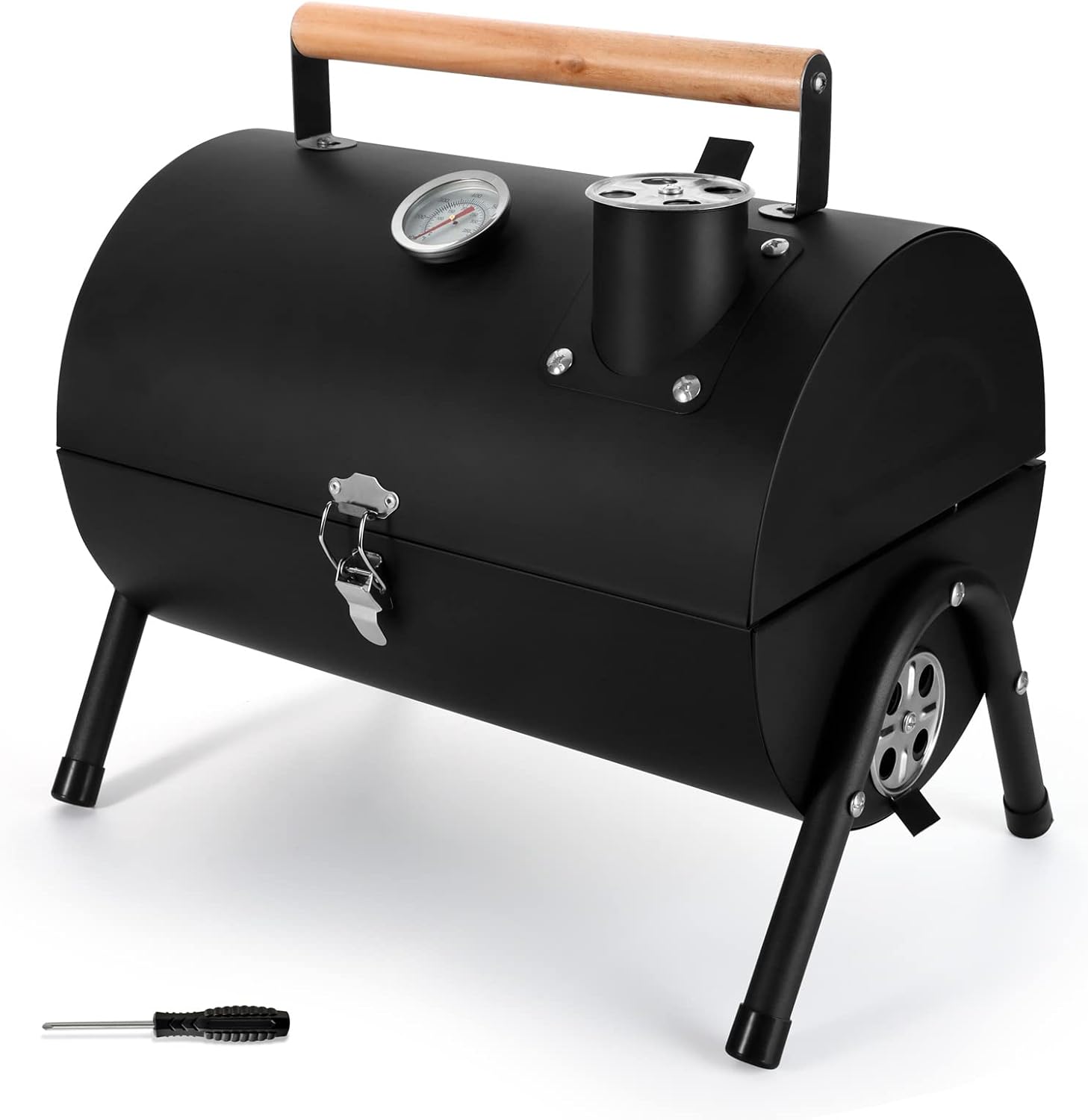 Portable Charcoal Grill for Outdoor BBQ, Leonyo Small Tabletop Charcoal Grill with Thermometers for Beach, RV Travel, Backyard, Camping, Tailgate