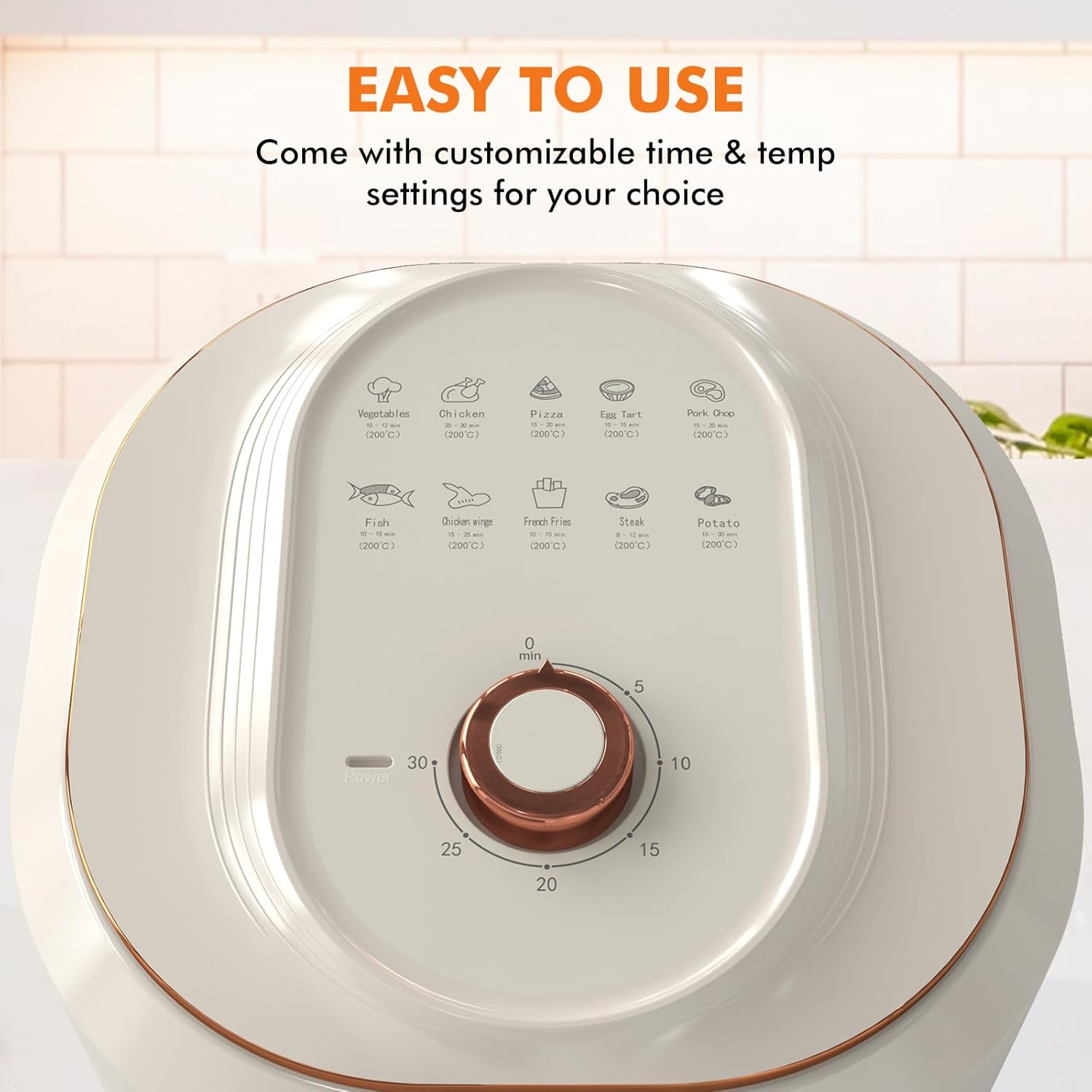 Air Fryer, 8 Quart Family Size Electric Cooker Oilless with 10 Cooking Functions, LCD Digital Touch Screen with Precise Temperature Control, Shake Reminder Function, 2000W, UL Listed (White)