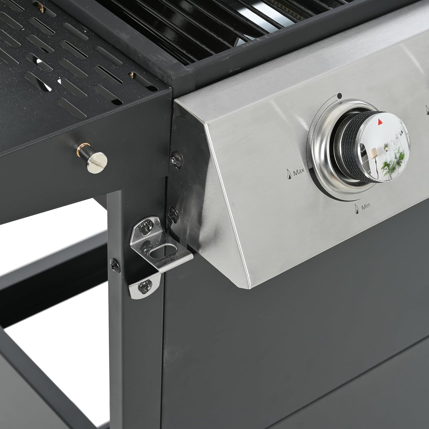 BBQ Grill, 4 Burner Bbq Propane Gas Grill, Propane Grill Built-In Stainless Steel Thermometer, 34200 Btu Output for Outdoor Cooking Kitchen and Patio Backyard Barbecue, Stainless Steel