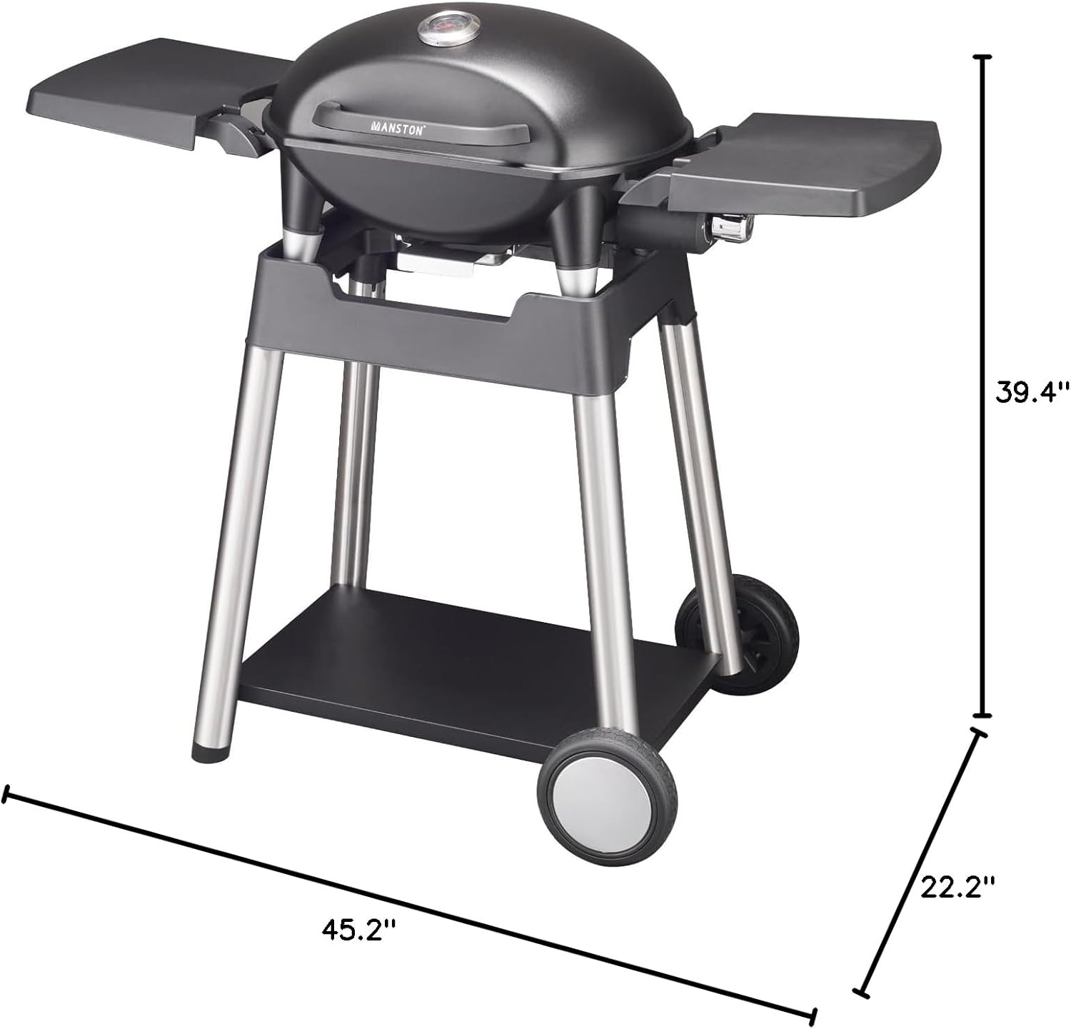 VANSTON Portable Stand-up Propane Grill, Gas Grill, Cart Style, Black, 10000BTU Portable and Convenient Camping Grill for Party, Patio, Garden, Backyard, Balcony, Built-In Thermometer