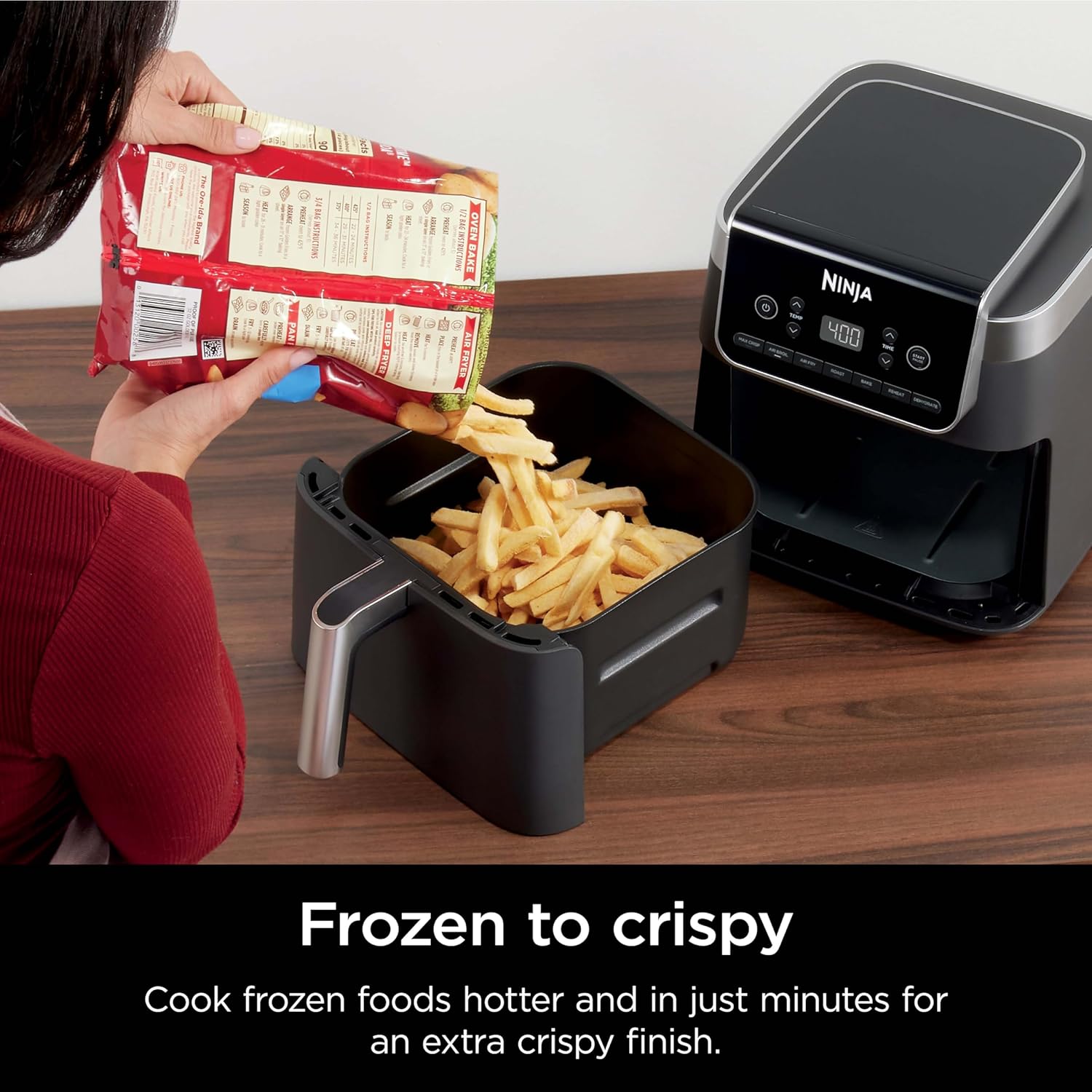 Ninja | Air Fryer | 6.5 QT Pro XL Capacity fits 9lbs of Wings | 6-in-1 Max Crisp, Air Fry, Roast, Bake, Reheat  Dehydrate | Nonstick Basket, Crisper Plate  Recipe Guide | Grey | AF181