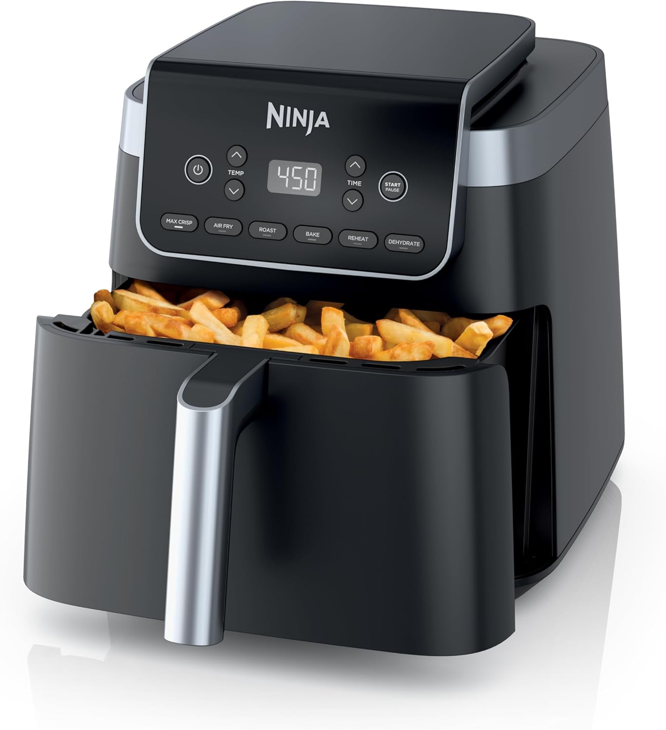 Ninja | Air Fryer | 6.5 QT Pro XL Capacity fits 9lbs of Wings | 6-in-1 Max Crisp, Air Fry, Roast, Bake, Reheat  Dehydrate | Nonstick Basket, Crisper Plate  Recipe Guide | Grey | AF181