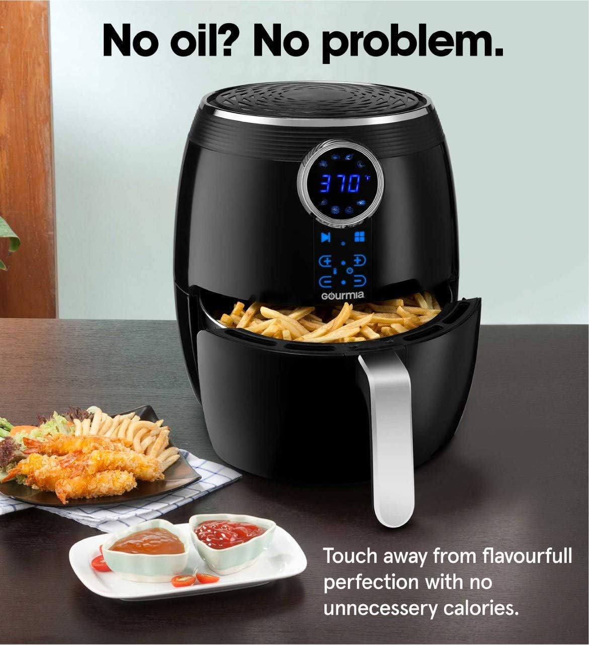 Gourmia Air Fryer - 7 Qt Large Capacity, FryForce 360º, Digital Display with 12 Presets, Roast, Bake, Broil, Dehydrate, Dishwasher Safe Accessories, Black Gourmia Air Fryer - 7 Qt Large Capacity, FryForce 360º, Digital Display with 12 Presets, Roast, Bake, Broil, Dehydrate, Dishwasher Safe Accessories, Black