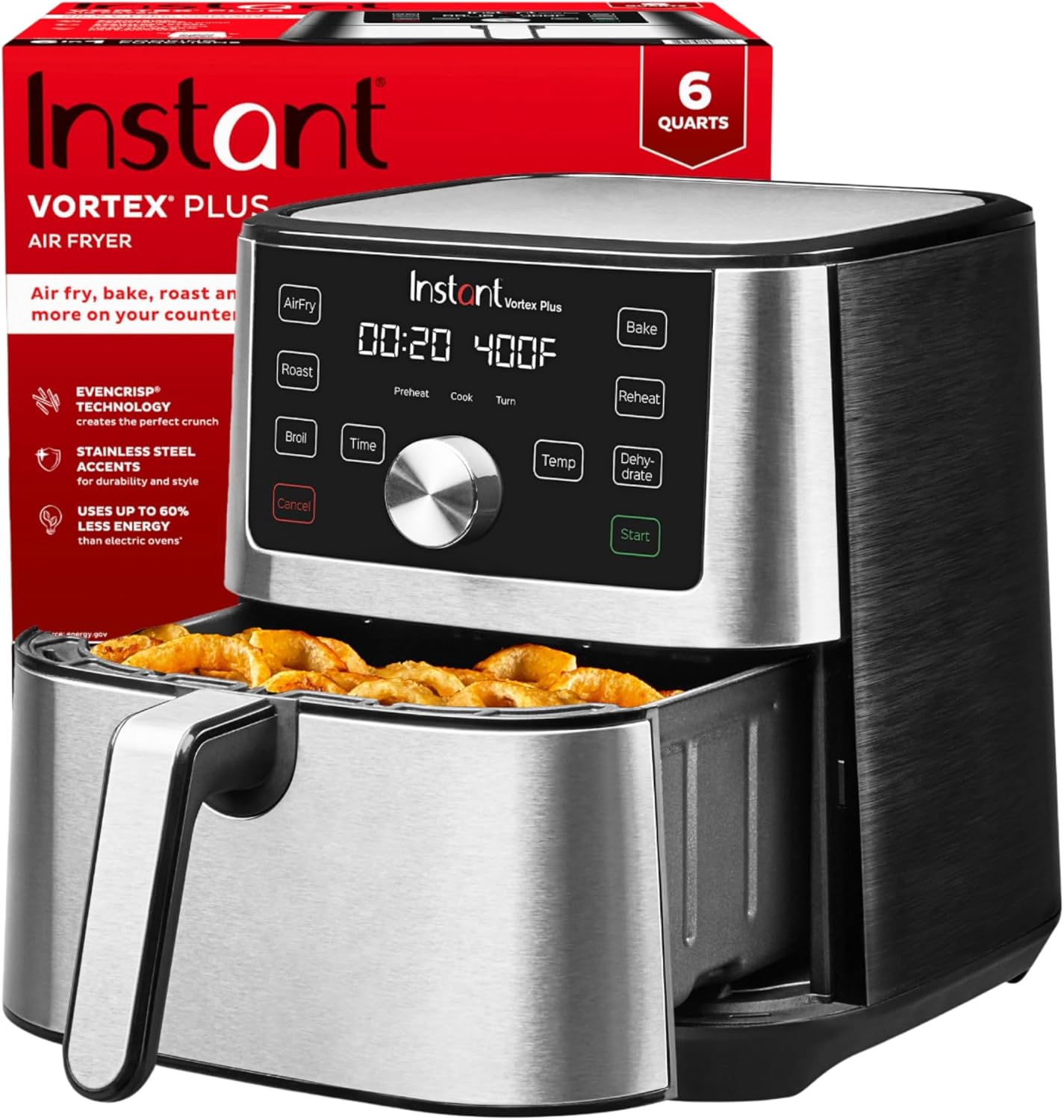 Instant Pot Vortex Plus 6QT XL Air Fryer, 6-in-1, Broils, Dehydrates, Crisps, Roasts, Reheats, Bakes for Quick Easy Meals, 100+ In-App Recipes, Dishwasher-Safe, from the Makers of Instant Pot, Black Instant Pot Vortex Plus 6QT XL Air Fryer, 6-in-1, Broils, Dehydrates, Crisps, Roasts, Reheats, Bakes for Quick Easy Meals, 100+ In-App Recipes, Dishwasher-Safe, from the Makers of Instant Pot, Black