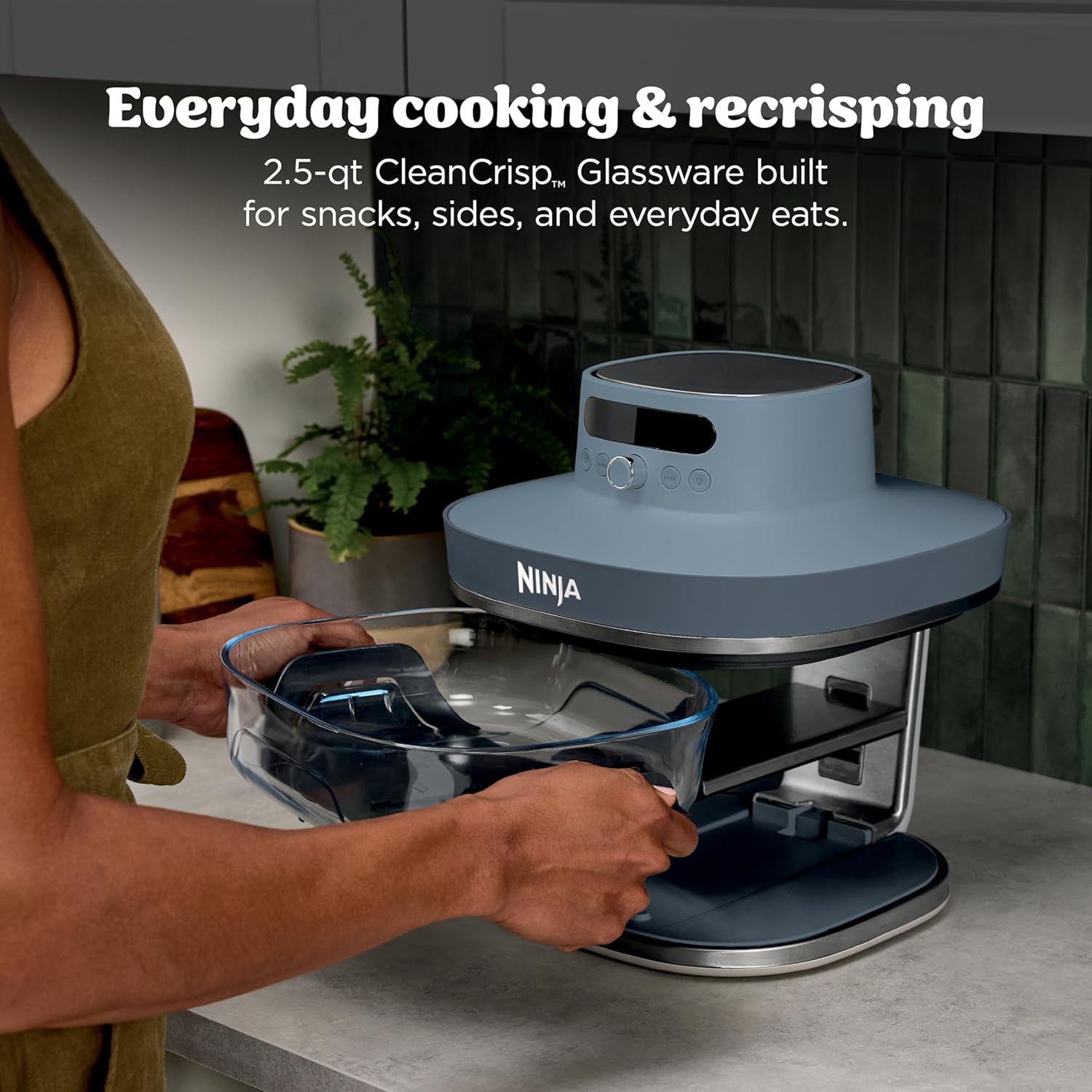 Ninja Crispi Pro 6-in-1 Glass Air Fryer | 6qt  2.5qt Glass Containers with Storage Lids | Non-Toxic | Meal Prep, Microwave, Freezer  Dishwasher Safe | Air Fry, Bake  More | Cyberspace | AS101CY