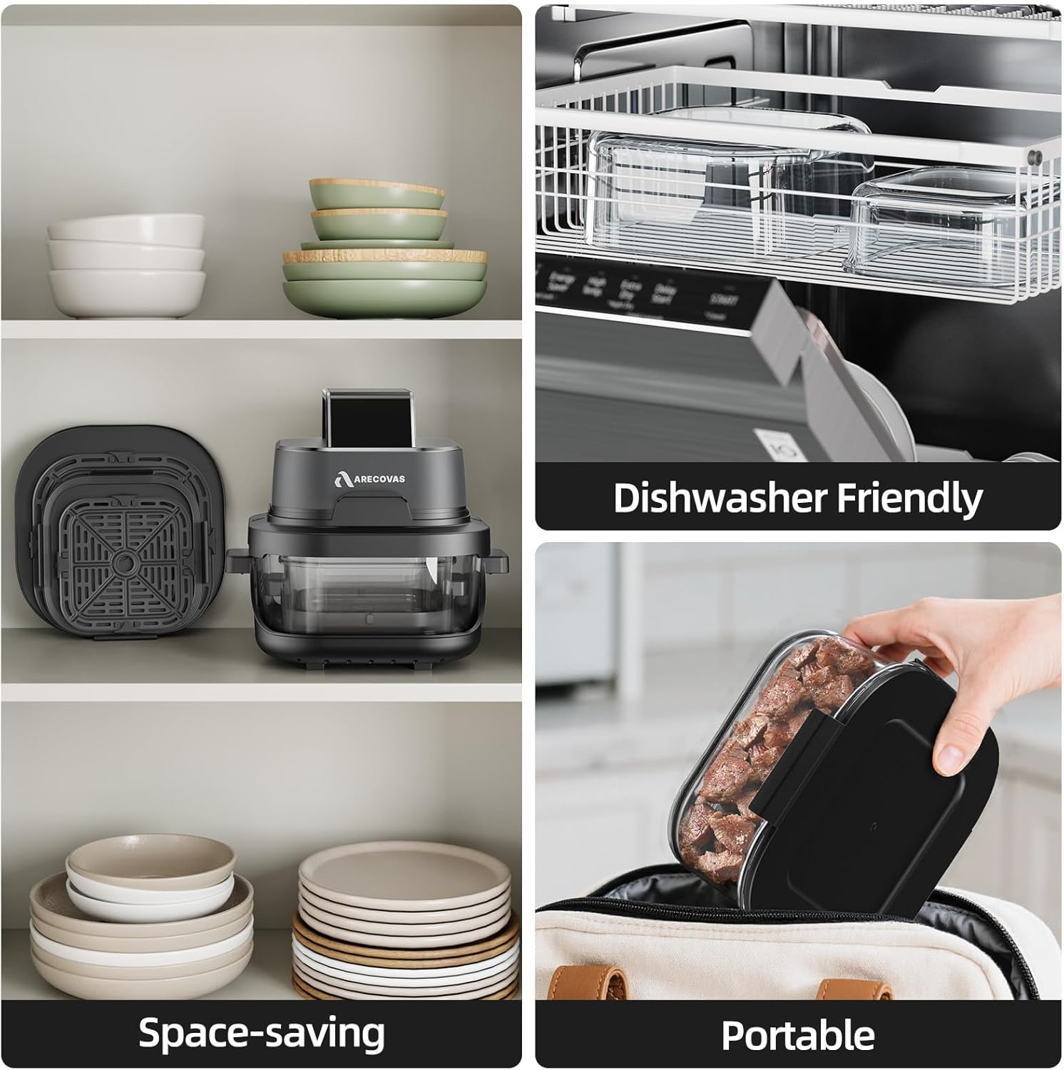 4-in-1 Portable Glass Air Fryer, 140–400°F Precise Heat, Max Crisp Technology, 4.2QT 1.6QT Dual Containers with Lids, Freezer Dishwasher Safe, Bake, Recrisp, Air Fry 4-in-1 Portable Glass Air Fryer, 140–400°F Precise Heat, Max Crisp Technology, 4.2QT 1.6QT Dual Containers with Lids, Freezer Dishwasher Safe, Bake, Recrisp, Air Fry