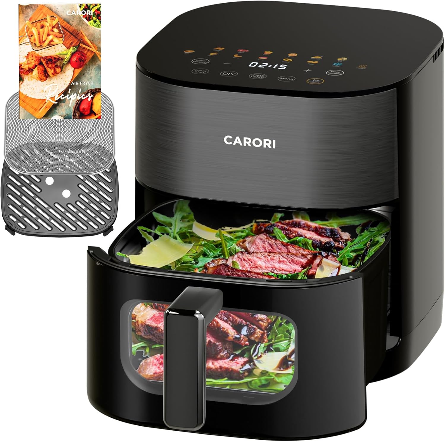 Air Fryer 12 Preset with Viewing Window, 6Qt Large Capacity, 400℉ Max Crisp, Airfryer, Bake, Roast, Dehydrate, Reheat, 1700W Quick Even Easy Meals, Nonstick Dishwasher Safe Basket