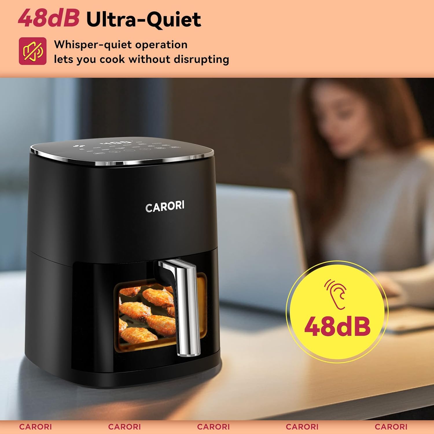 Air Fryer 12 Preset with Viewing Window, 6Qt Large Capacity, 400℉ Max Crisp, Airfryer, Bake, Roast, Dehydrate, Reheat, 1700W Quick Even Easy Meals, Nonstick Dishwasher Safe Basket