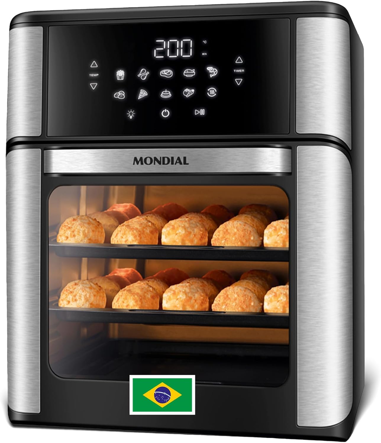 Air Fryer Oven 1800W, 12.7QT Capacity, Touchscreen Panel, Automatic Shut-Off – Black  Stainless Steel – Mondial