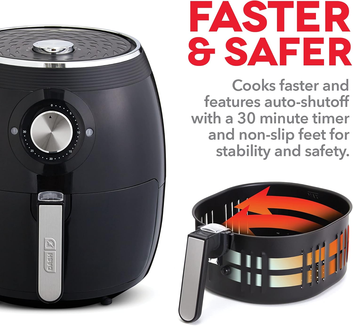 Dash Deluxe Electric Air Fryer + Oven Cooker with Temperature Control, Non-stick Fry Basket, Recipe Guide + Auto Shut Off Feature, 1700-Watt, 6 Quart - White