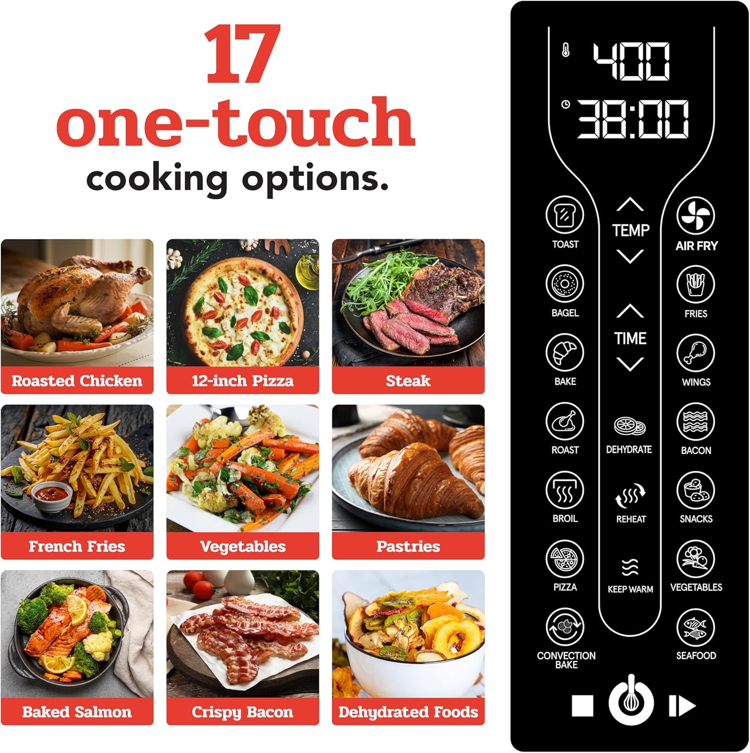 Gourmia Toaster Oven Air Fryer Combo 17 cooking presets 1700W french door digital air fryer oven 24L capacity accessories, convection rack, baking pan tray recipe book GTF7460,Large,Black Gourmia Toaster Oven Air Fryer Combo 17 cooking presets 1700W french door digital air fryer oven 24L capacity accessories, convection rack, baking pan tray recipe book GTF7460,Large,Black