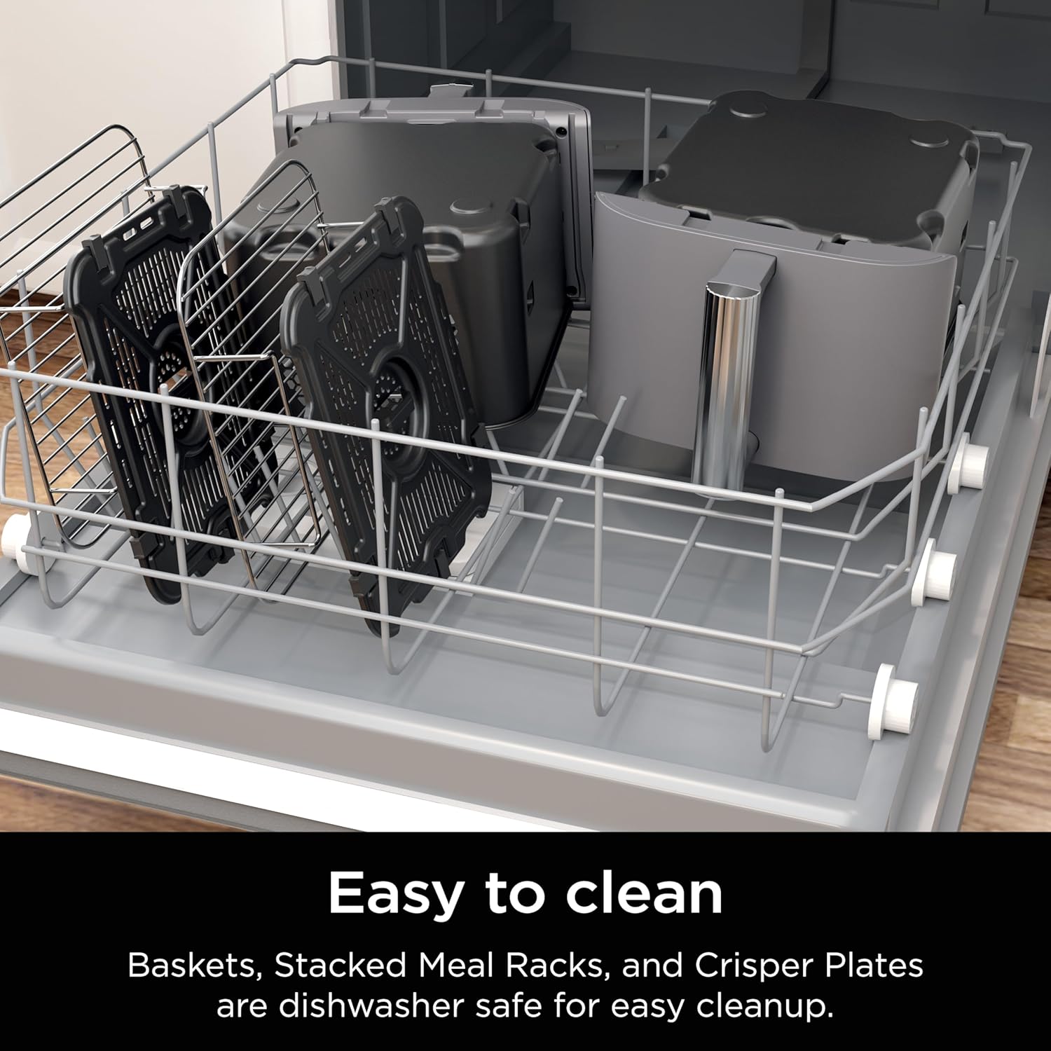 Ninja Air Fryer, 10QT DoubleStack XL 2-Basket, Compact Design, Cooks 5lb Whole Chicken, Feeds Up to 8 People, 6-in-1 Air Fryer, Roast, Bake  More, Easy to Clean, Dishwasher Safe Parts, Grey, SL401