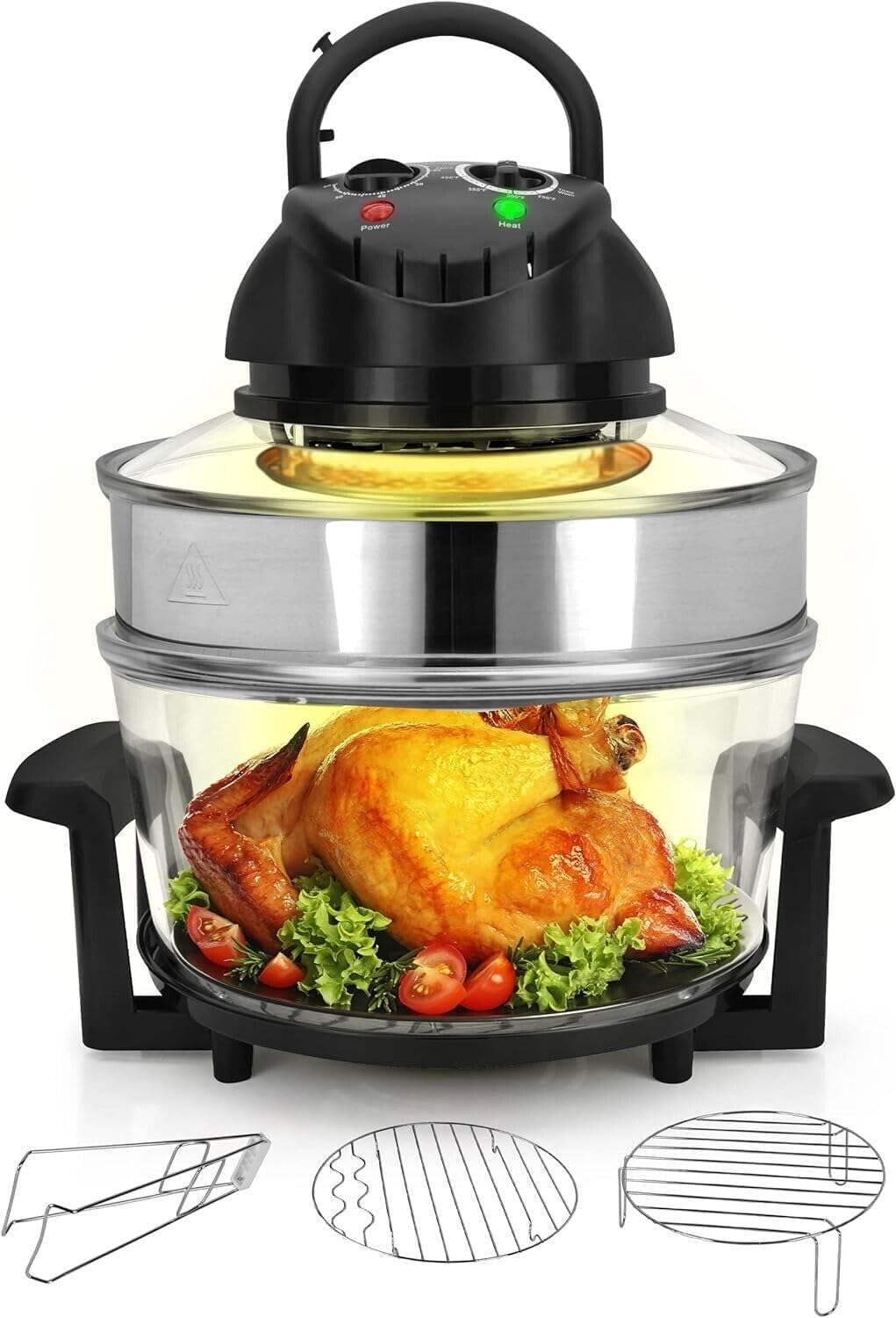 Nutrichef 18 Quart Convection Countertop Air Fryer - See through Glass for Best Cooking Results - Air Fryer, Roaster, Bake, Grill, Steam Roast - Includes Glass Bowl, Broil Rack Toasting Rack Nutrichef 18 Quart Convection Countertop Air Fryer - See through Glass for Best Cooking Results - Air Fryer, Roaster, Bake, Grill, Steam Roast - Includes Glass Bowl, Broil Rack Toasting Rack