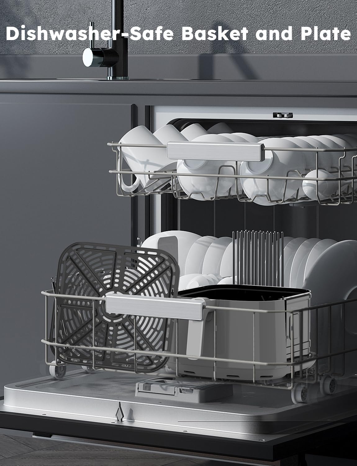 Nuwave Brio Plus 8 Qt Air Fryer, PFAS Free, New  Improved, Digital Touch Screen, Cool White Display, 50°F~400°F in Precise 5°, 5 Cook Functions, 100 Presets  50 Memory, 3 Wattages 700, 1500, 1800