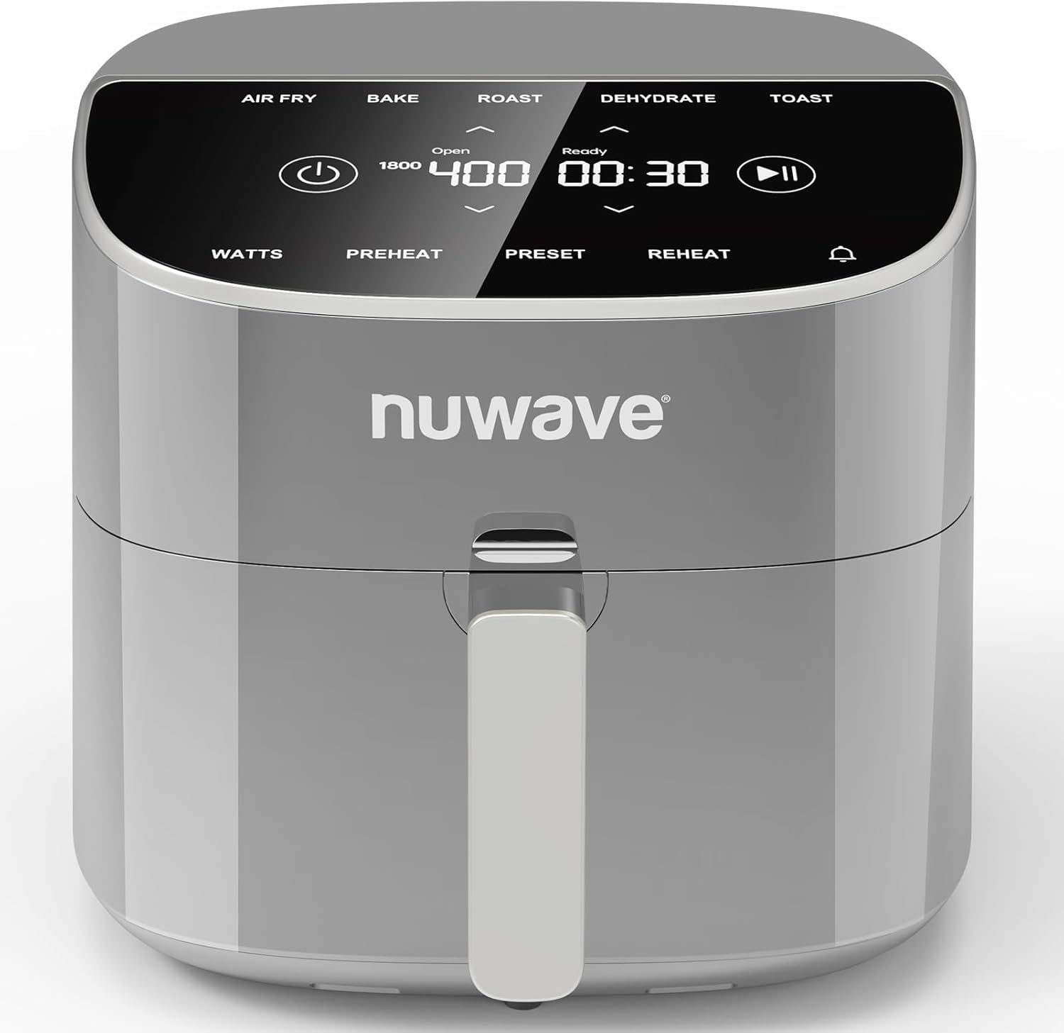 Nuwave Brio Plus 8 Qt Air Fryer, PFAS Free, New  Improved, Digital Touch Screen, Cool White Display, 50°F~400°F in Precise 5°, 5 Cook Functions, 100 Presets  50 Memory, 3 Wattages 700, 1500, 1800