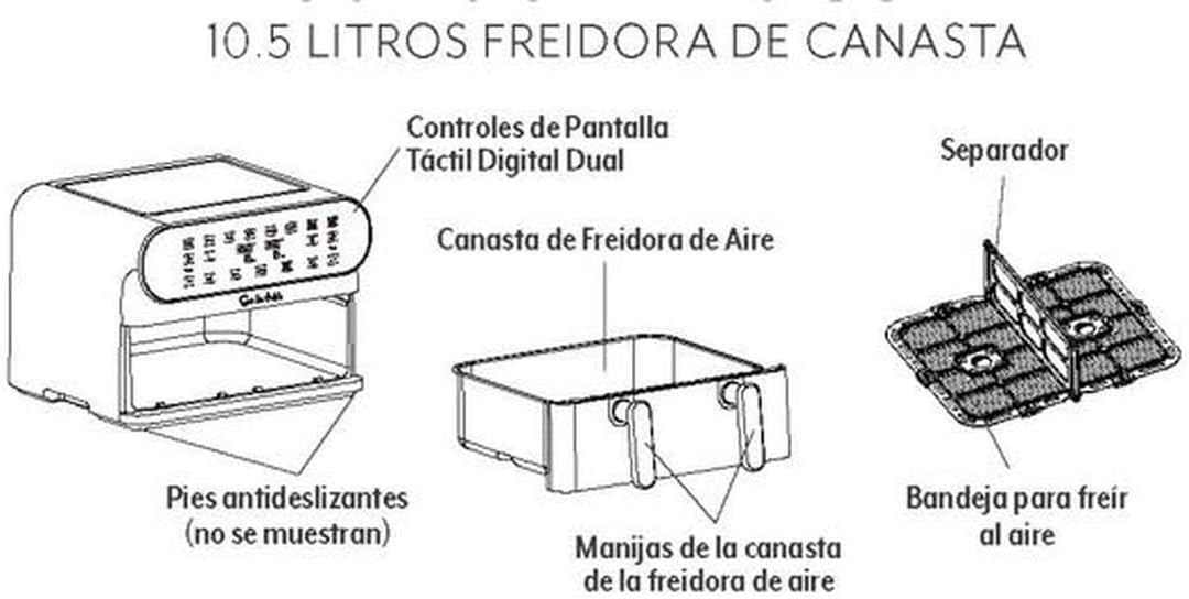 Sur La Table 11-Quart Digital Double Basket Air Fryer - 1700W Dual Zone with Touchscreen Display, Sync Cook  Separate Settings, Includes Crisper Tray  Separator, Safe Kitchen Appliance for Food Prep
