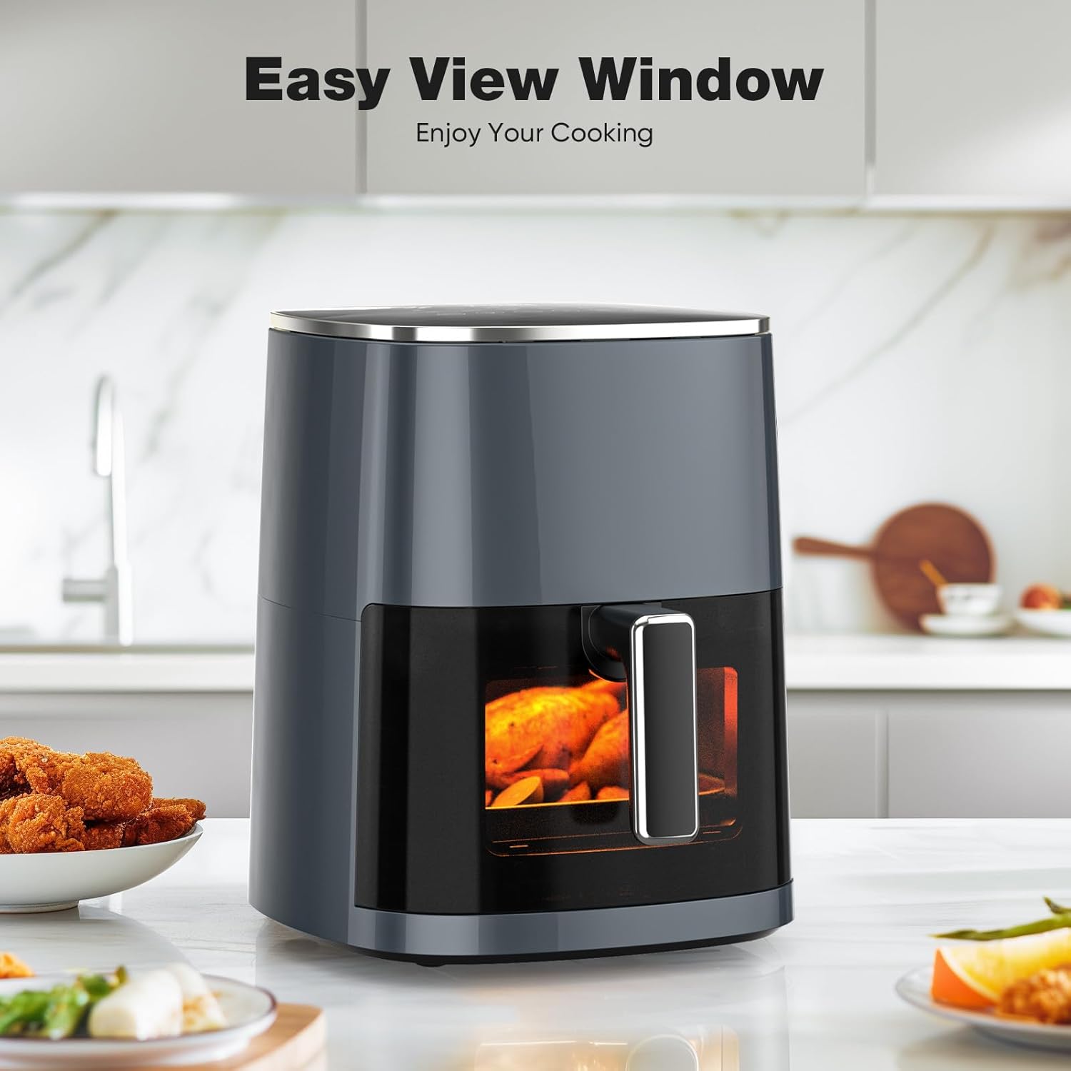 Sweetcrispy Air Fryer 6QT with Window, Square Airfryer Oven 12-in-1 for Family, 400°F Rapid Air Crispy Technology, Roast Bake Dehydrate, Nonstick Easy-Clean Basket,Grey Sweetcrispy Air Fryer 6QT with Window, Square Airfryer Oven 12-in-1 for Family, 400°F Rapid Air Crispy Technology, Roast Bake Dehydrate, Nonstick Easy-Clean Basket,Grey