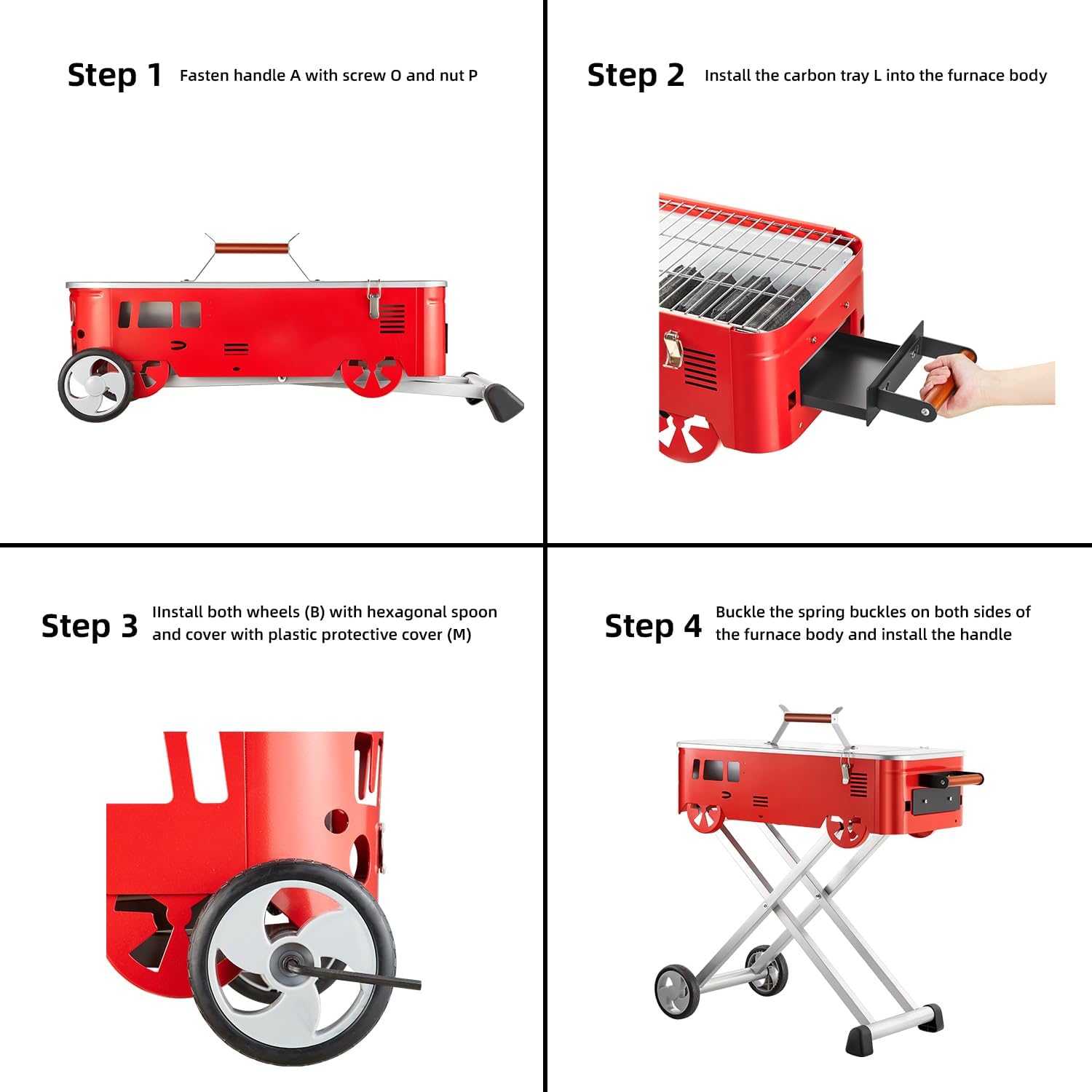 Bus Shape Charcoal Grill, Quick Set-up