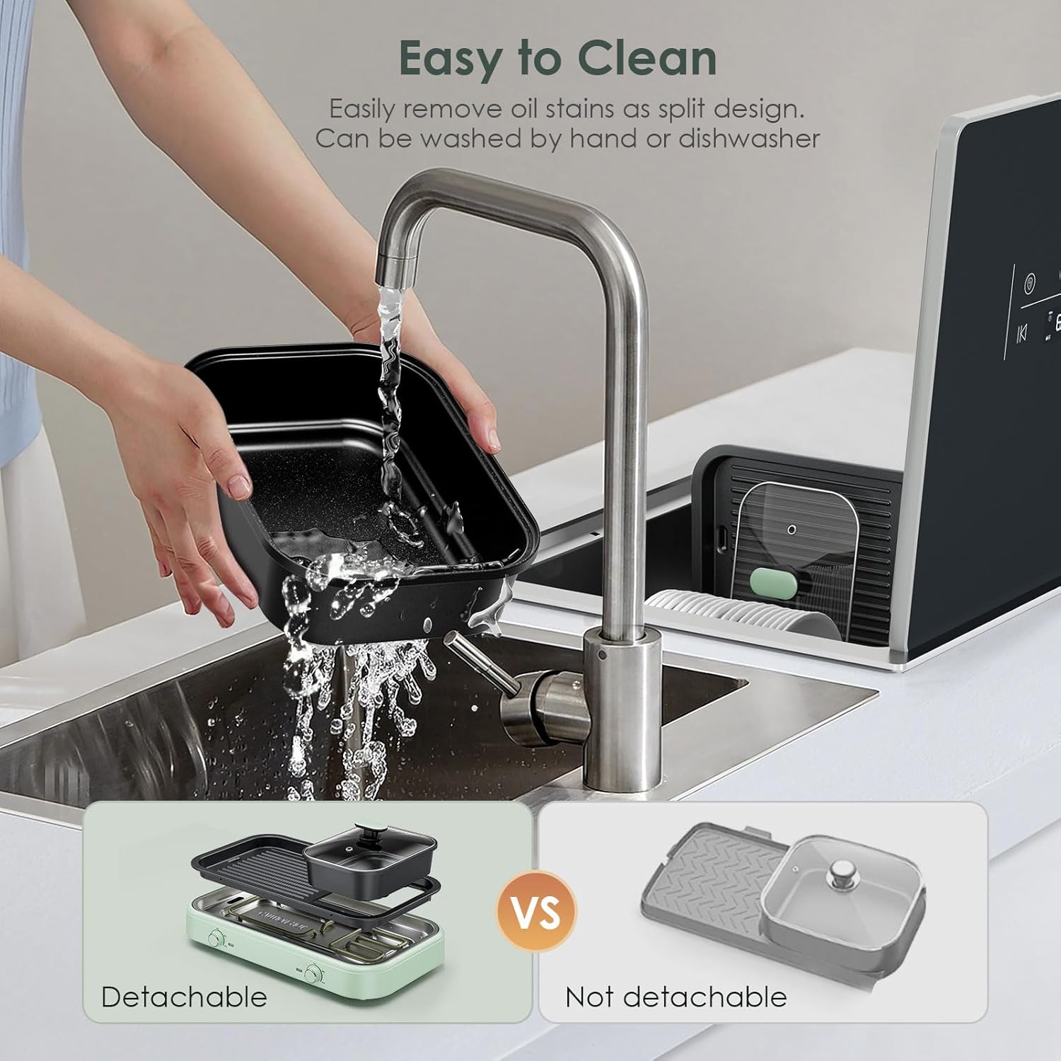 Electric Hot Pot with Grill, 2 In 1 Indoor Non-Stick Barbecue Shabu Hot Pot with Dual Temperature Control, Detachable Hot Pot and Baking Tray, Multi-function Smokeless Shabu Korean BBQ Grill Electric Hot Pot with Grill, 2 In 1 Indoor Non-Stick Barbecue Shabu Hot Pot with Dual Temperature Control, Detachable Hot Pot and Baking Tray, Multi-function Smokeless Shabu Korean BBQ Grill