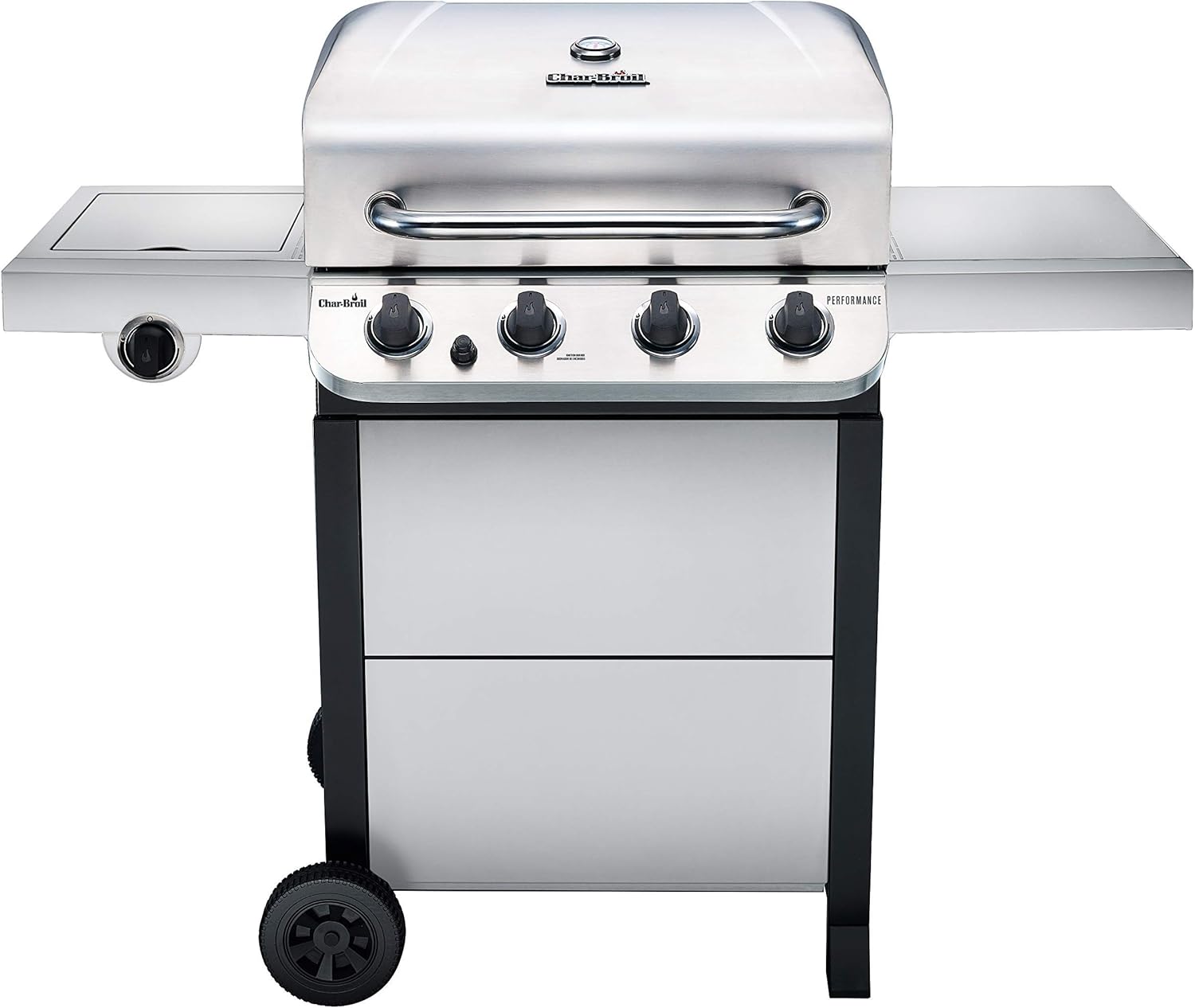 Char-Broil Performance Series 4-Burner Propane Gas Grill with Side Burner Cart (463377319) and Char-Broil 3-4 Burner Performance Grill Cover