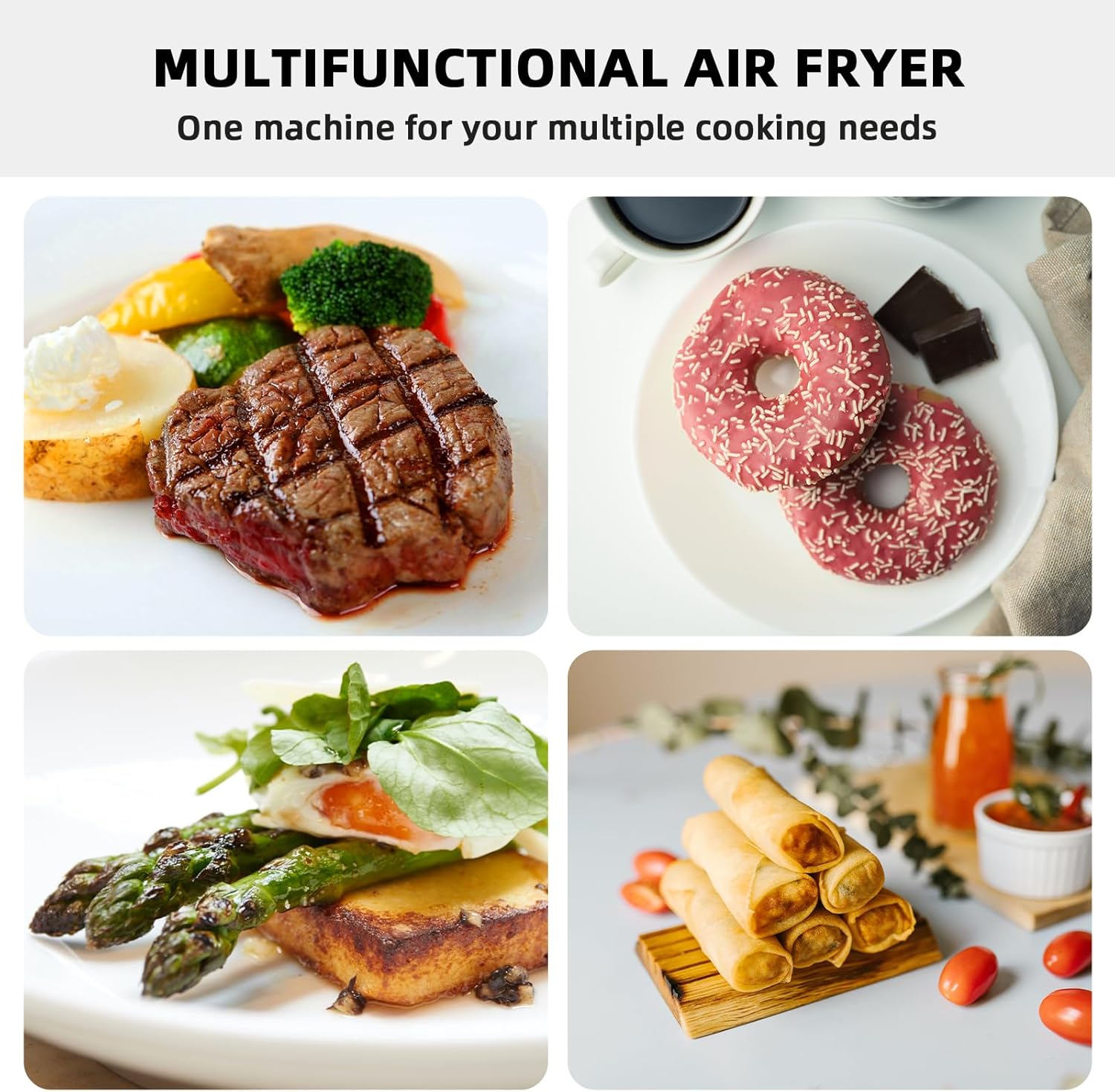 Digital Touchscreen 6 in 1 Air fryer Oven, 1600W 5.8Quart Capacity can Air Fry, Roast, Reheat with Visible Window, Nonstick Basket and Crisper Plate.Oil Less Electric Cooker, Perfect for Busy Families