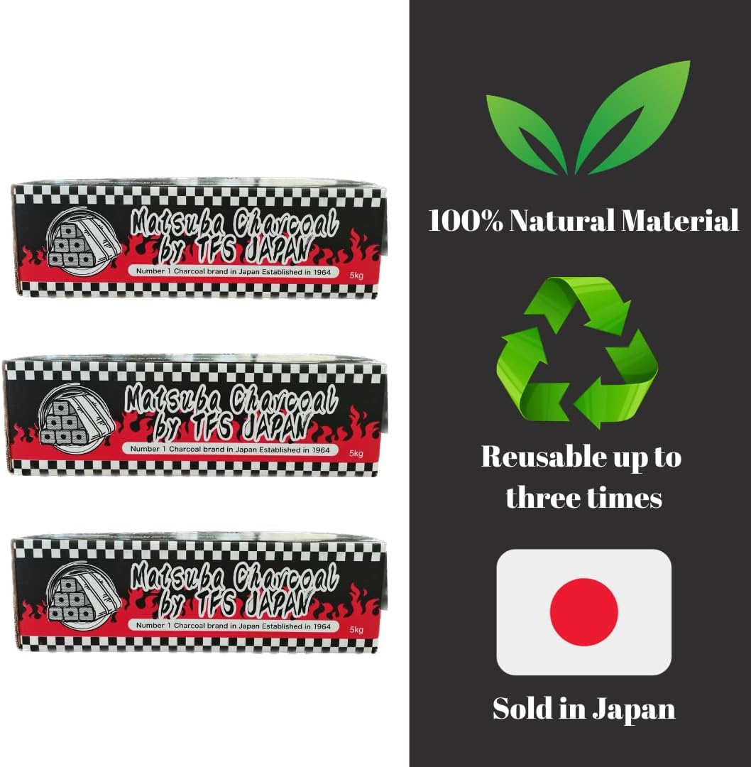 TFS Oga Charcoal for BBQs, 11.0 lbs (5 kg), Long Burning, Compact Size, Smoke-Free, Camping, Convenient to Carry, 11.0 lbs (5 kg), Charcoal Grilling Natural, Low Smoke