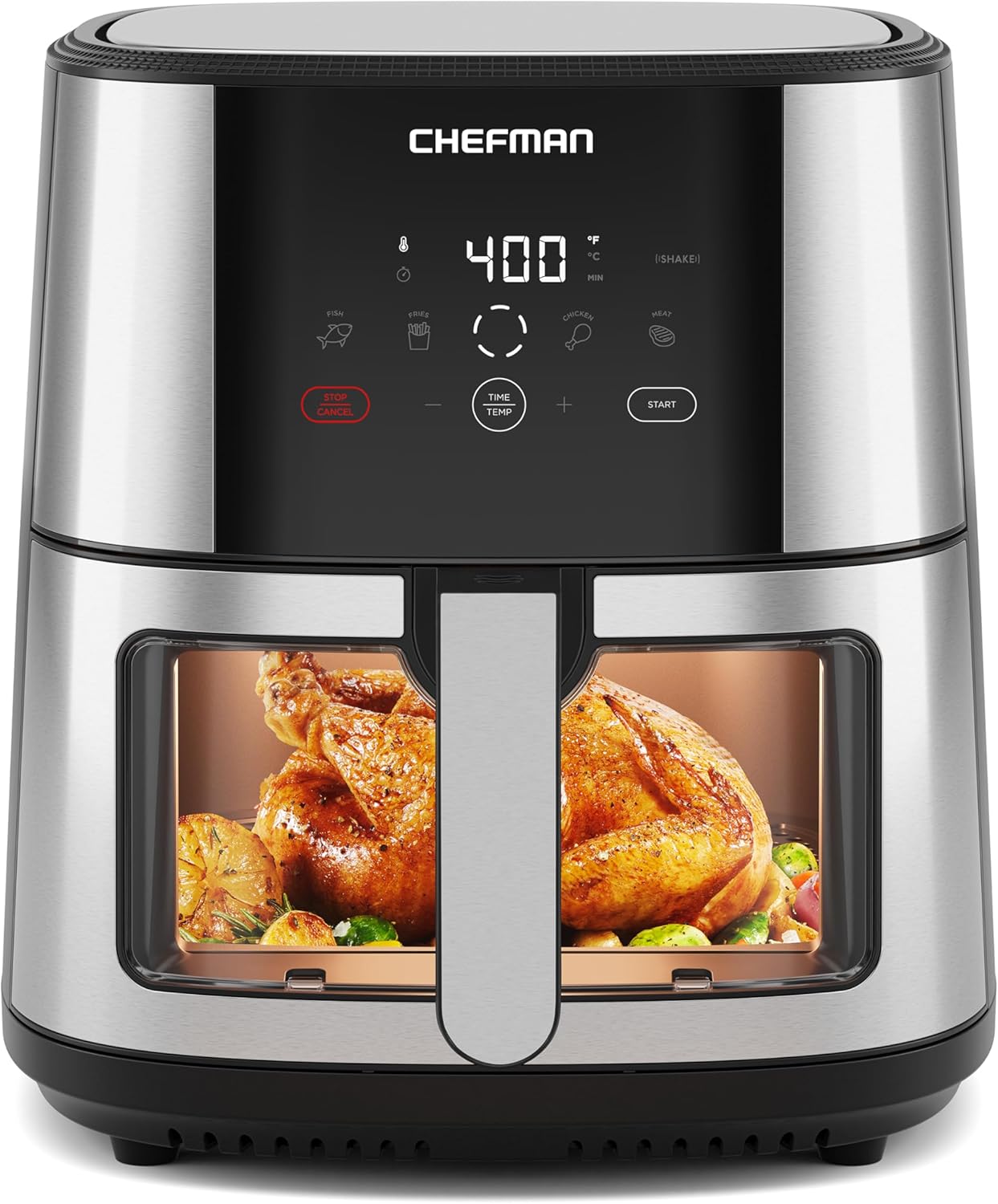 CHEFMAN Easy-View Air Fryer – Qt Family Size with Viewing Window, One-Touch Digital Control with Presets, Nonstick  Dishwasher Safe, Broil, Roast, Dehydrate, Bake, Auto-Shutoff, Stainless Steel