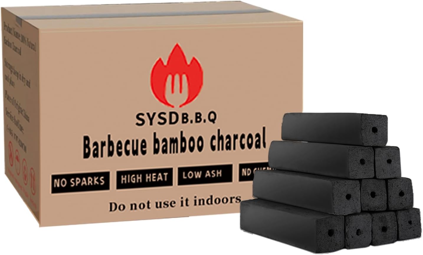 SYSDB.B. Q/Bamboo Charcoal logs - 100% Natural, Lasts Hours, Grilling CharcoalSustainable Grill (Single Box, lbs)