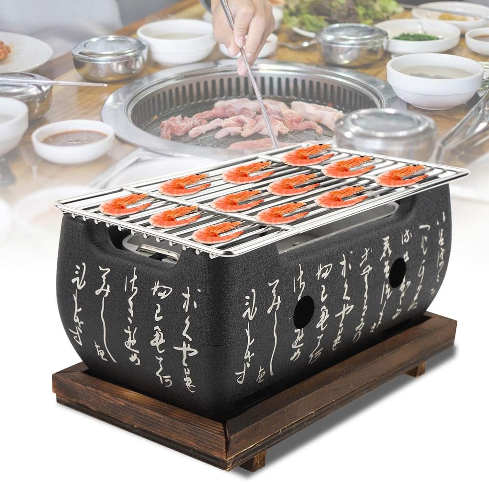 Yakitori Charcoal Grill,Cast Iron Hibachi Charcoal Grill,Yakitori Grill Charcoal Japanese Charcoal Grill - Rectangular Furnace,Barbecue Alcohol Stove