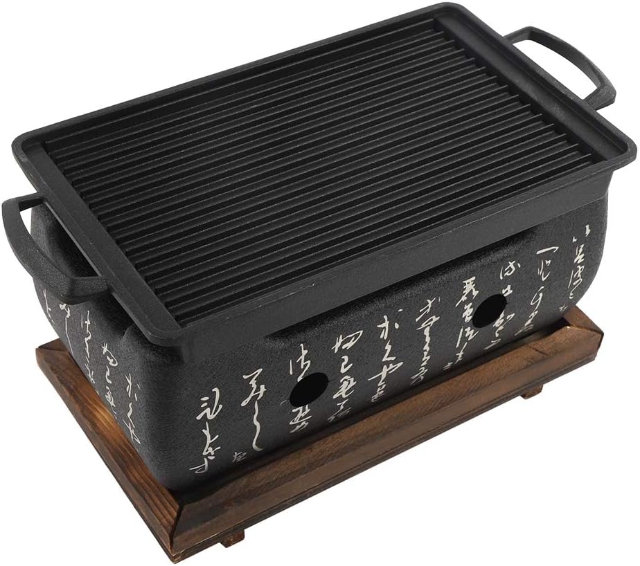 Yakitori Charcoal Grill,Cast Iron Hibachi Charcoal Grill,Yakitori Grill Charcoal Japanese Charcoal Grill - Rectangular Furnace,Barbecue Alcohol Stove